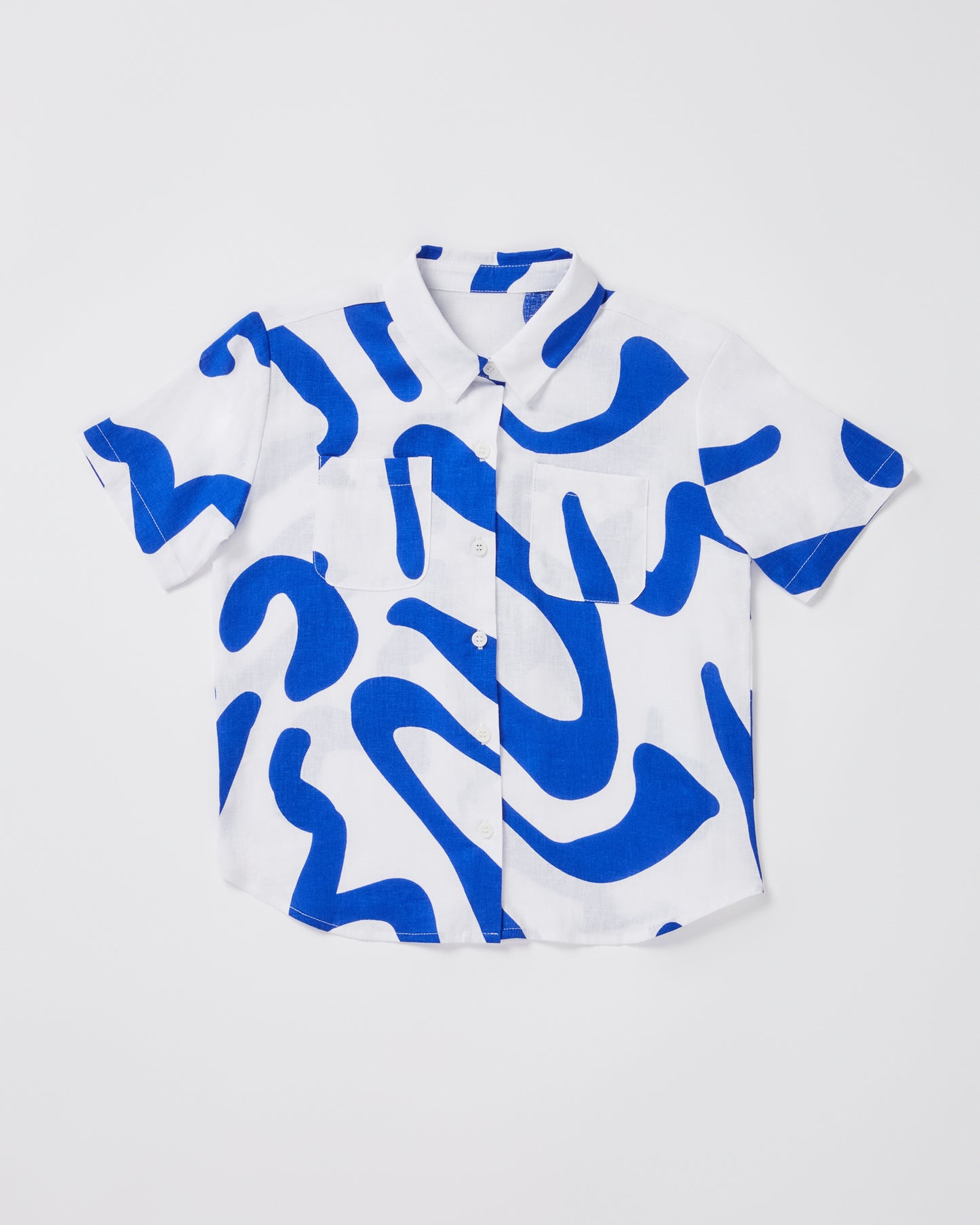 Girls Charlie Swirl Short Sleeve Shirt in Blue