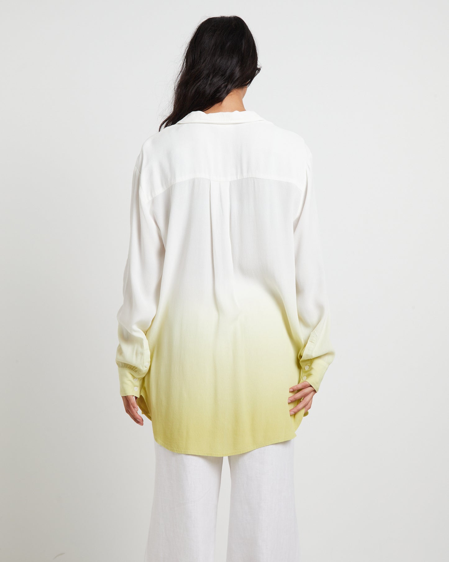 Rochelle Dip Dye Long Sleeve Shirt in Citrus Green