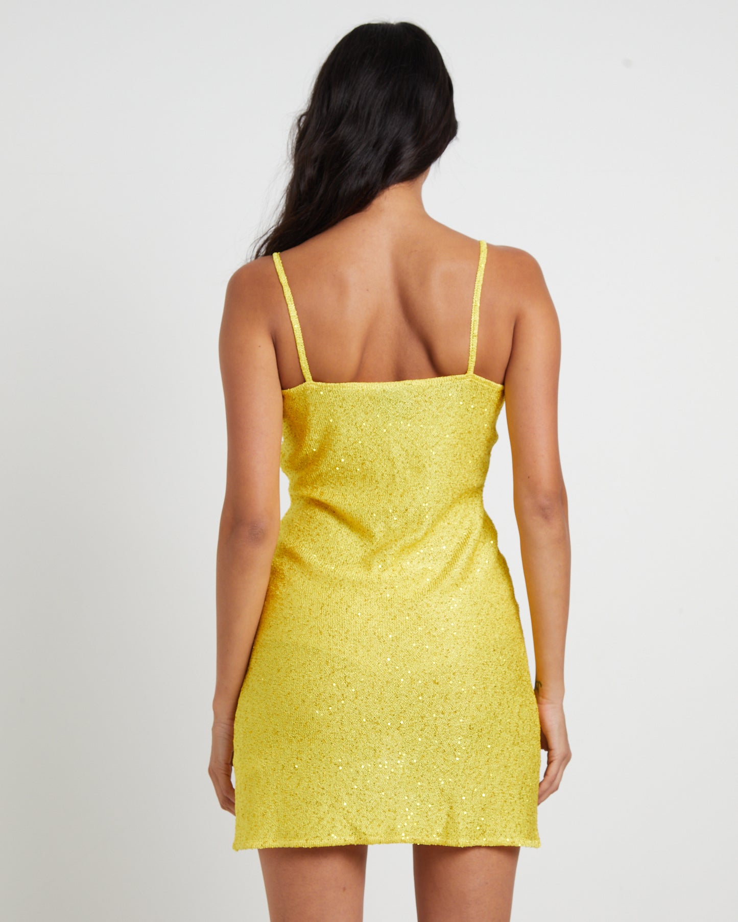 Sofia Sequin Mini Dress in Chartreuse Yellow