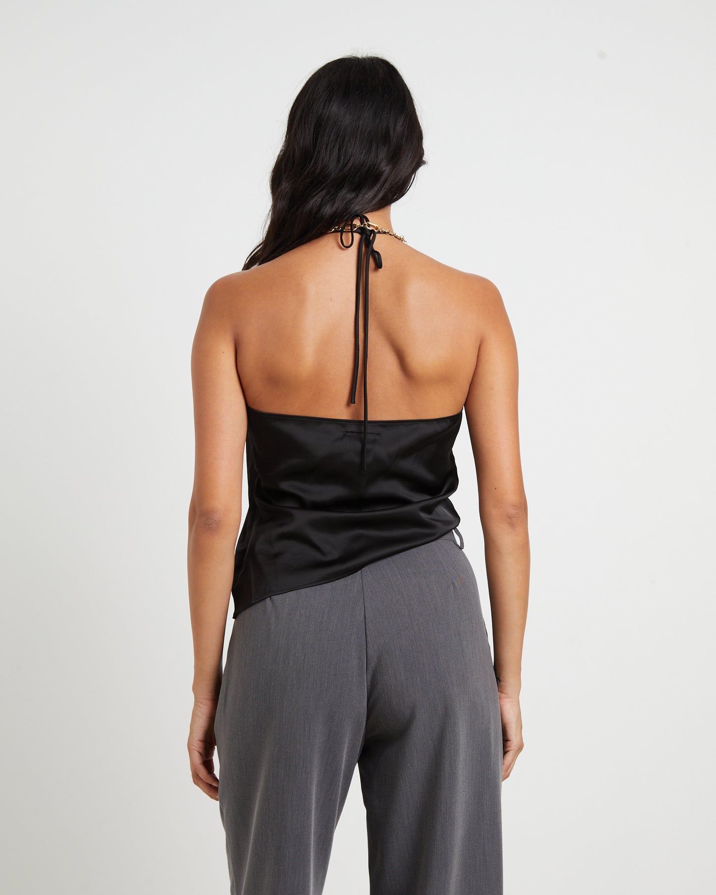 Suki Silky Asymmetric Top in Black