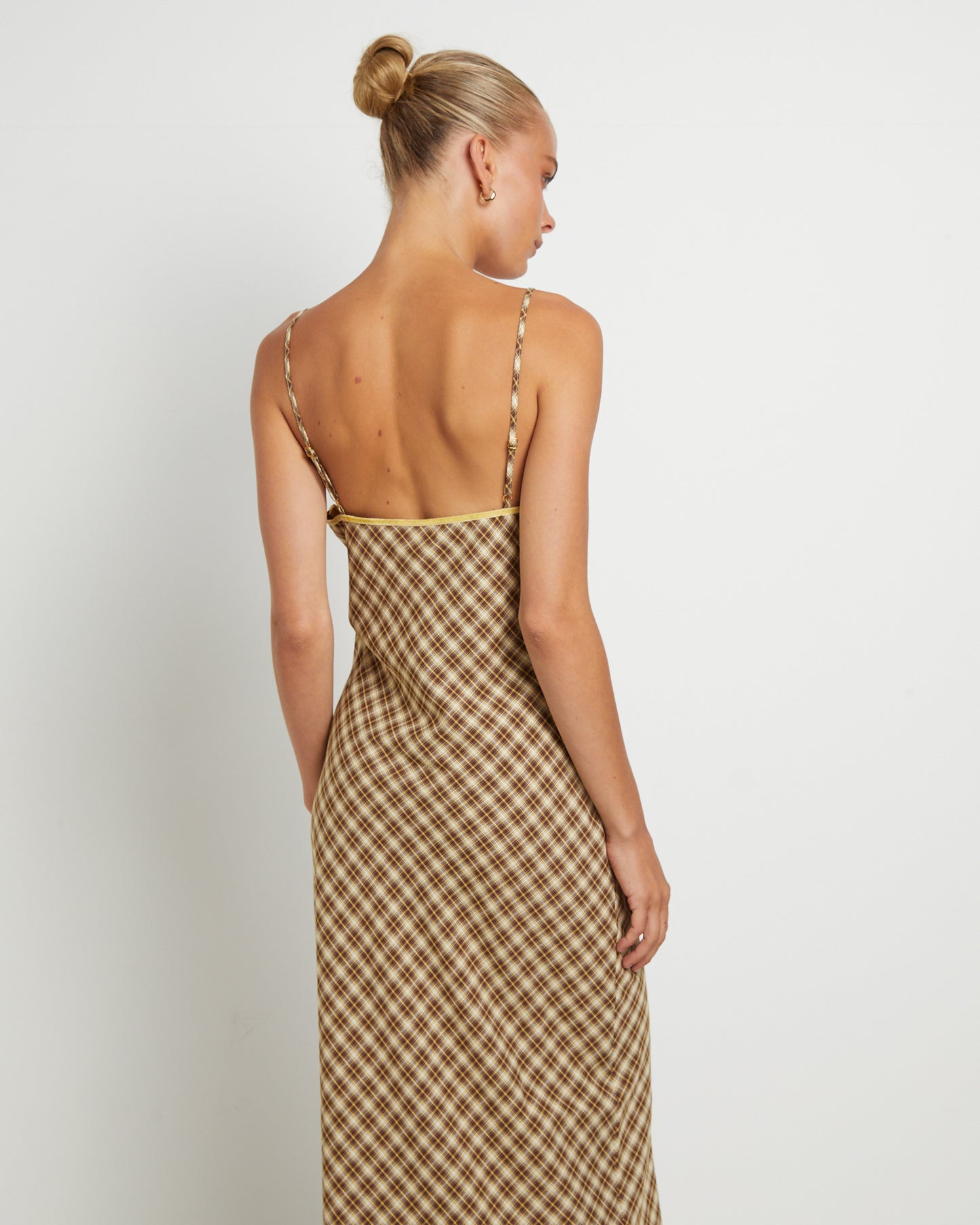 Jenny Plaid Bias Midi Dress in Assorted