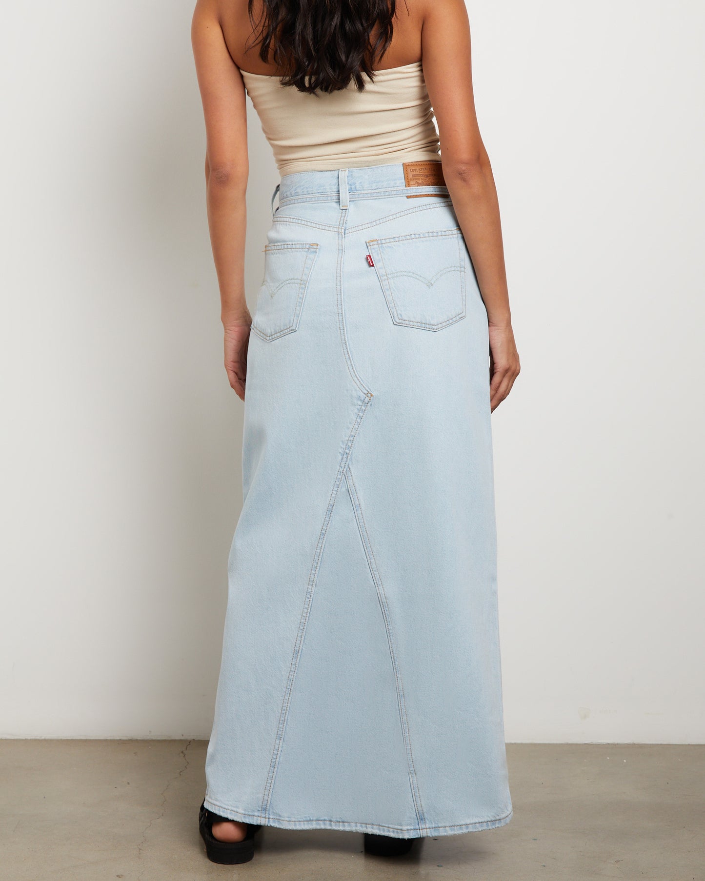 Iconic Long Denim Belt Skirt in So Called Pants