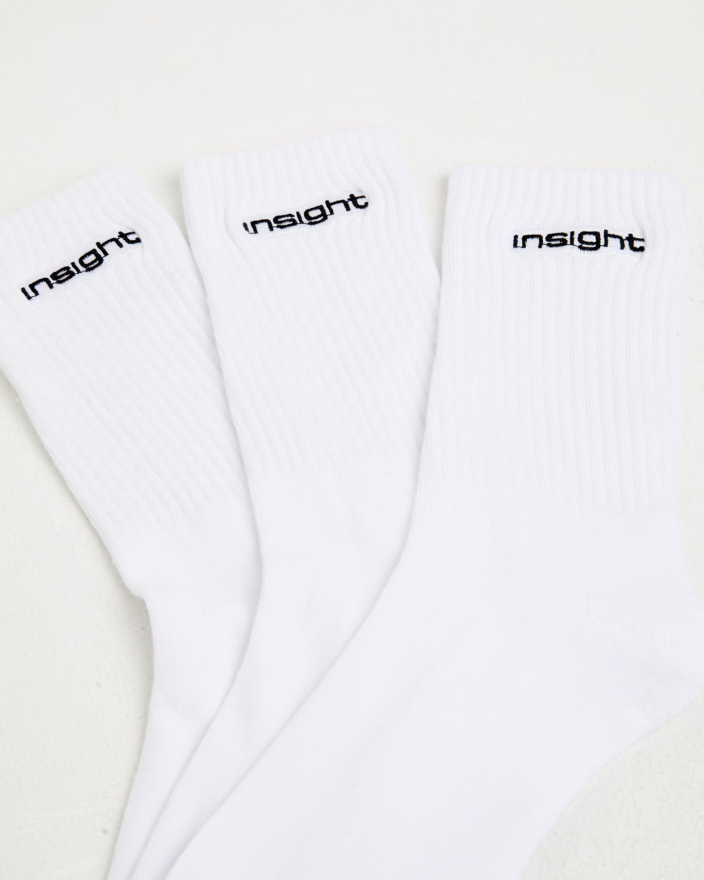 Logo Crew Socks 3 Pack in White