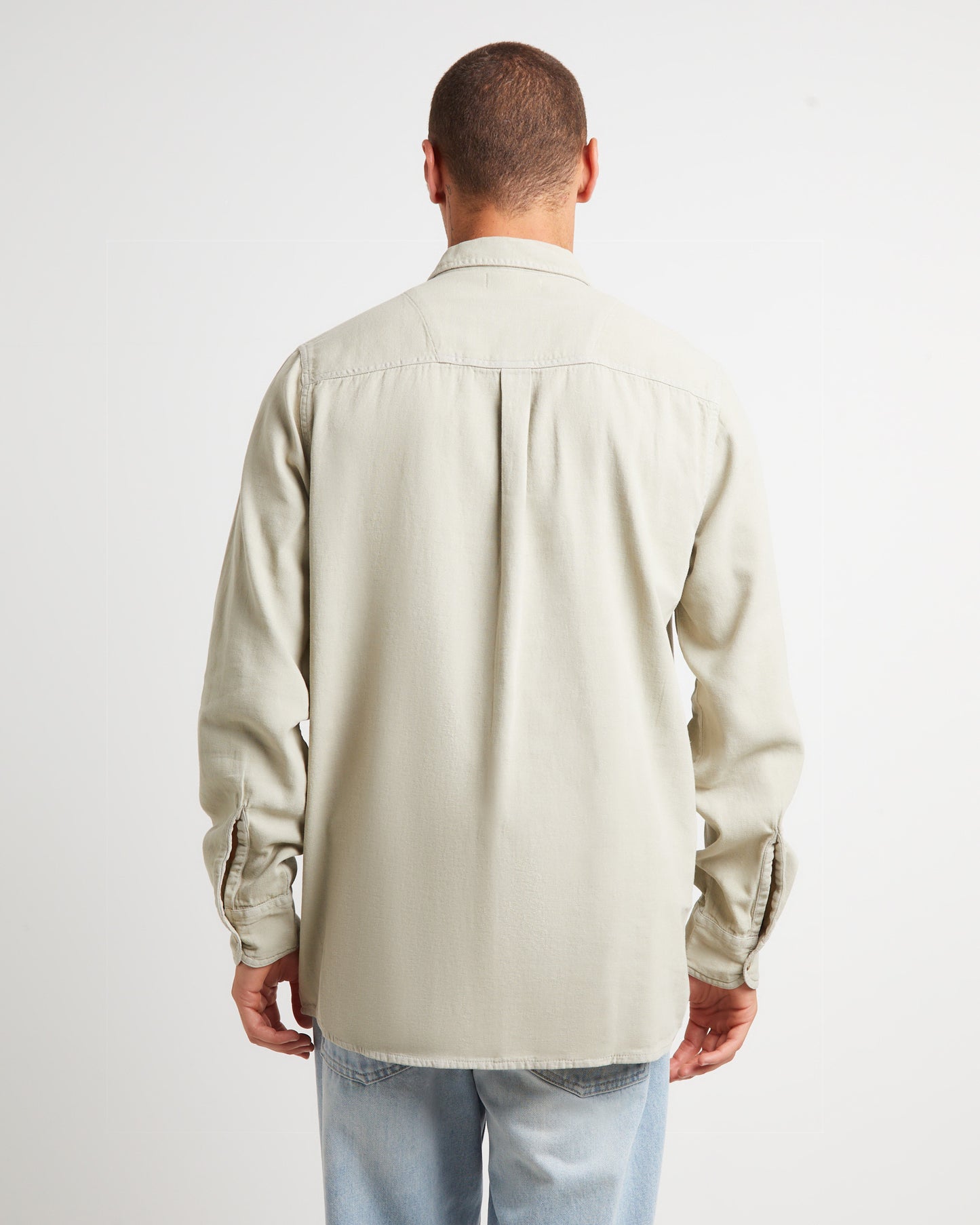 Men At Work Oxford Long Sleeve Shirt in Cement