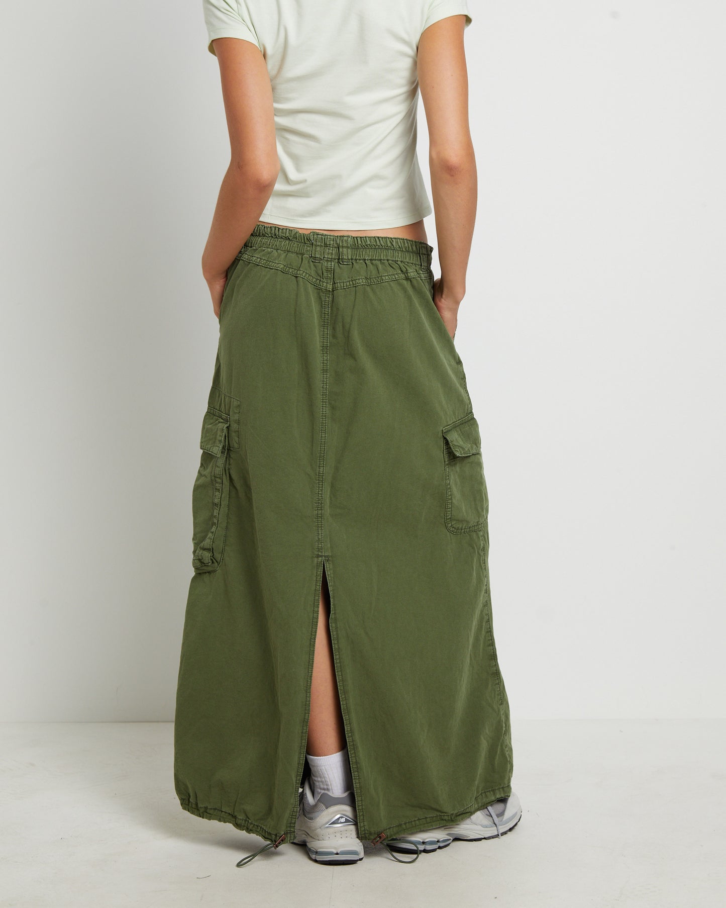 BDG Marta Multi Pocket Maxi Skirt in Khaki