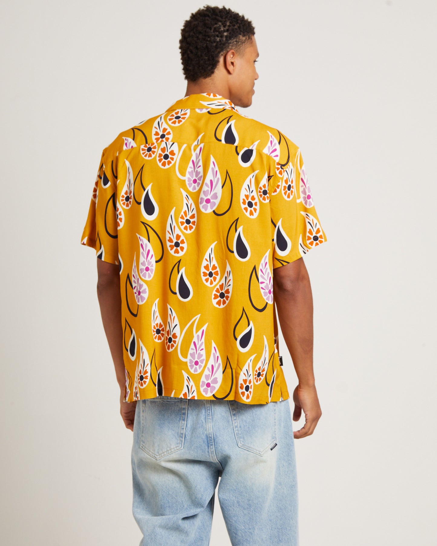 Paisley Tears Short Sleeve Shirt in Mustard