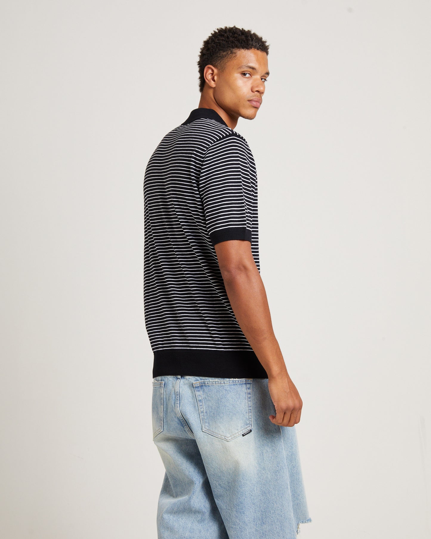 Rail Knit Short Sleeve Shirt in Black