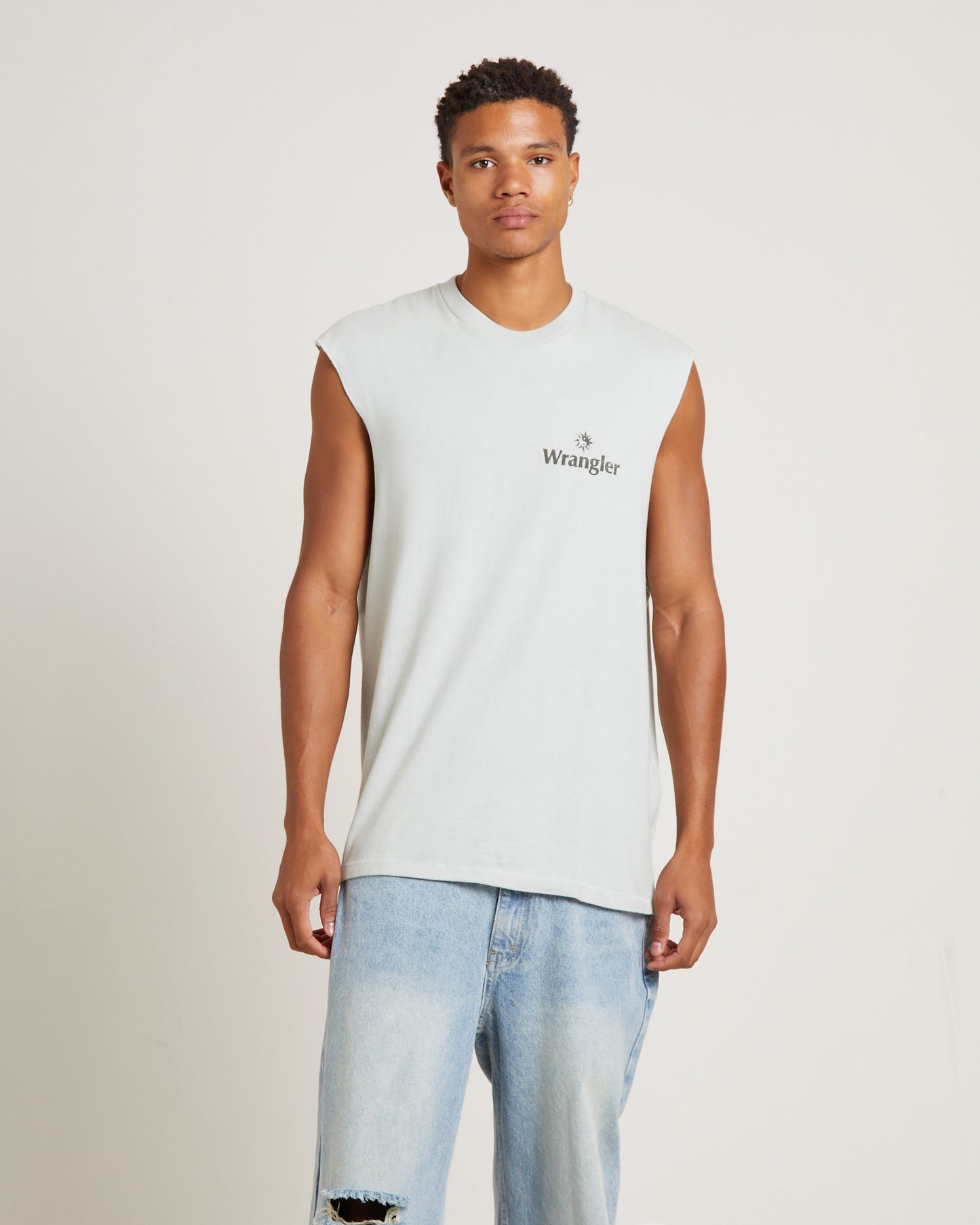 90s Vacay Muscle Tee in Steel Grey