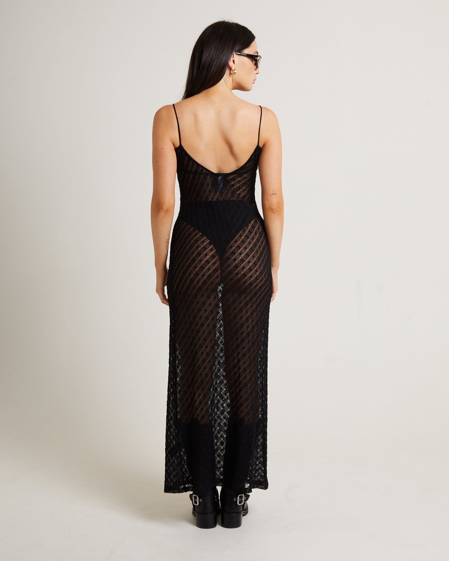 Zayla Daisy Lace Maxi Dress in Black