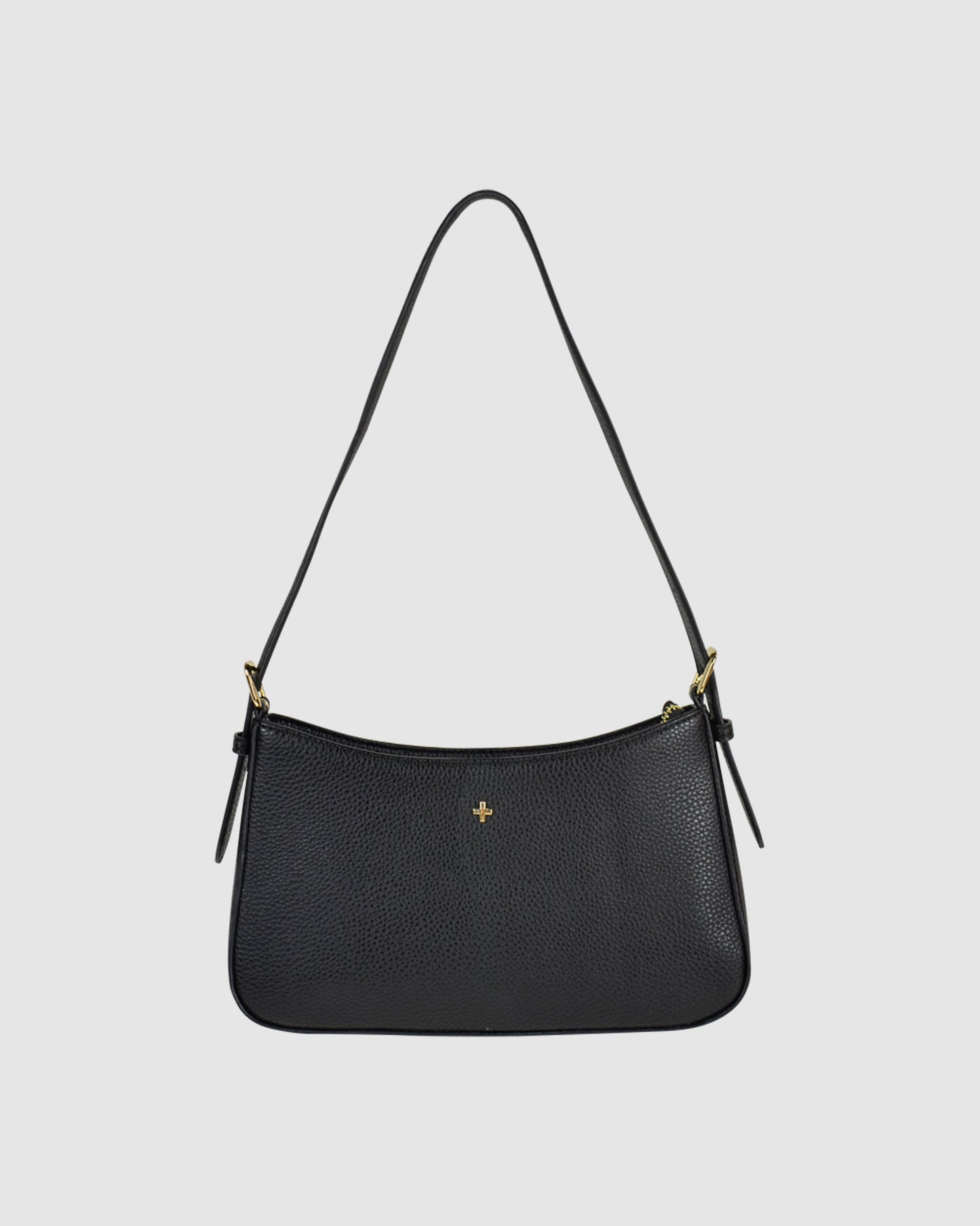 Lilu Shoulder Bag in Black Pebble Gold