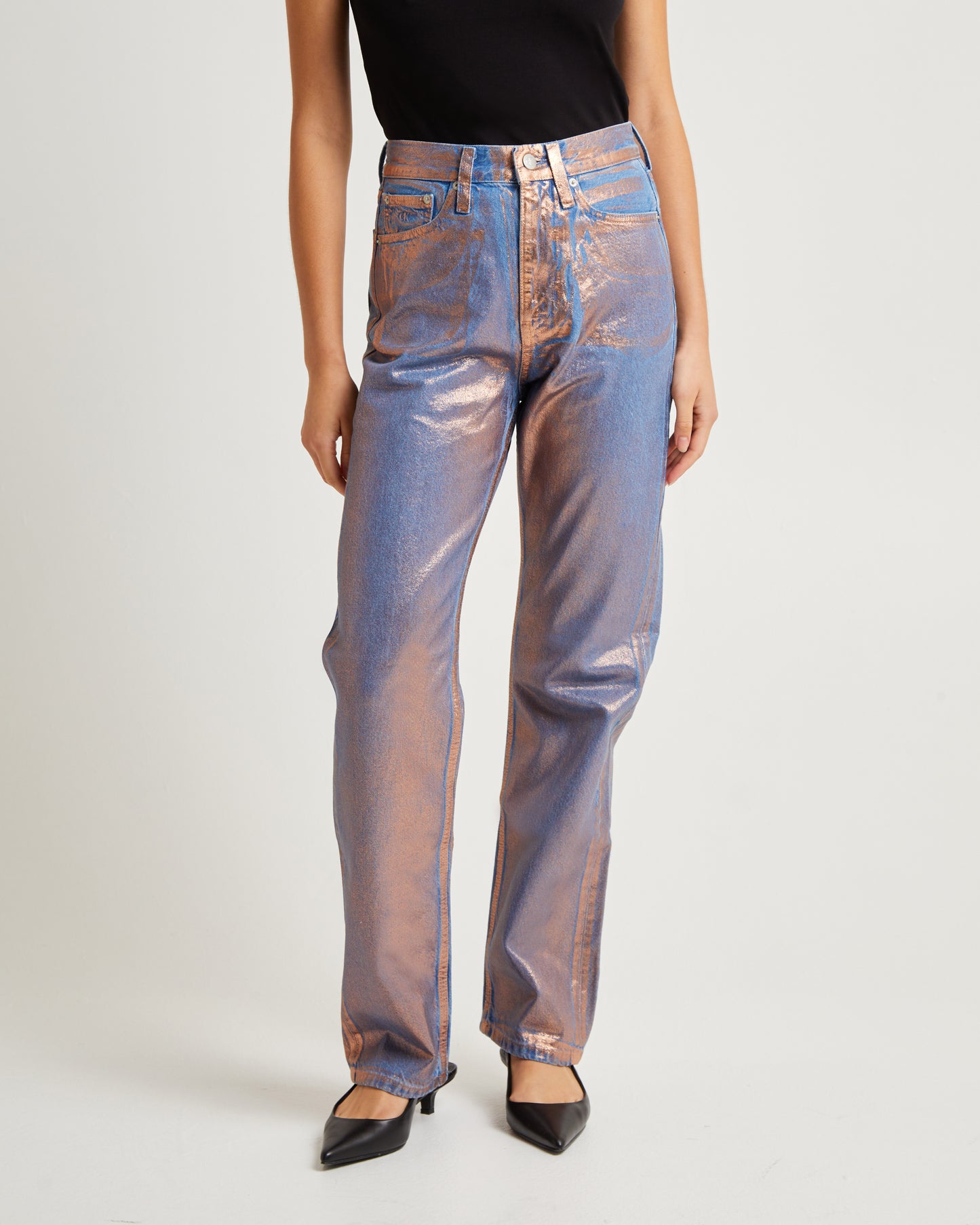 High Rise Straight Jeans Denim Medium