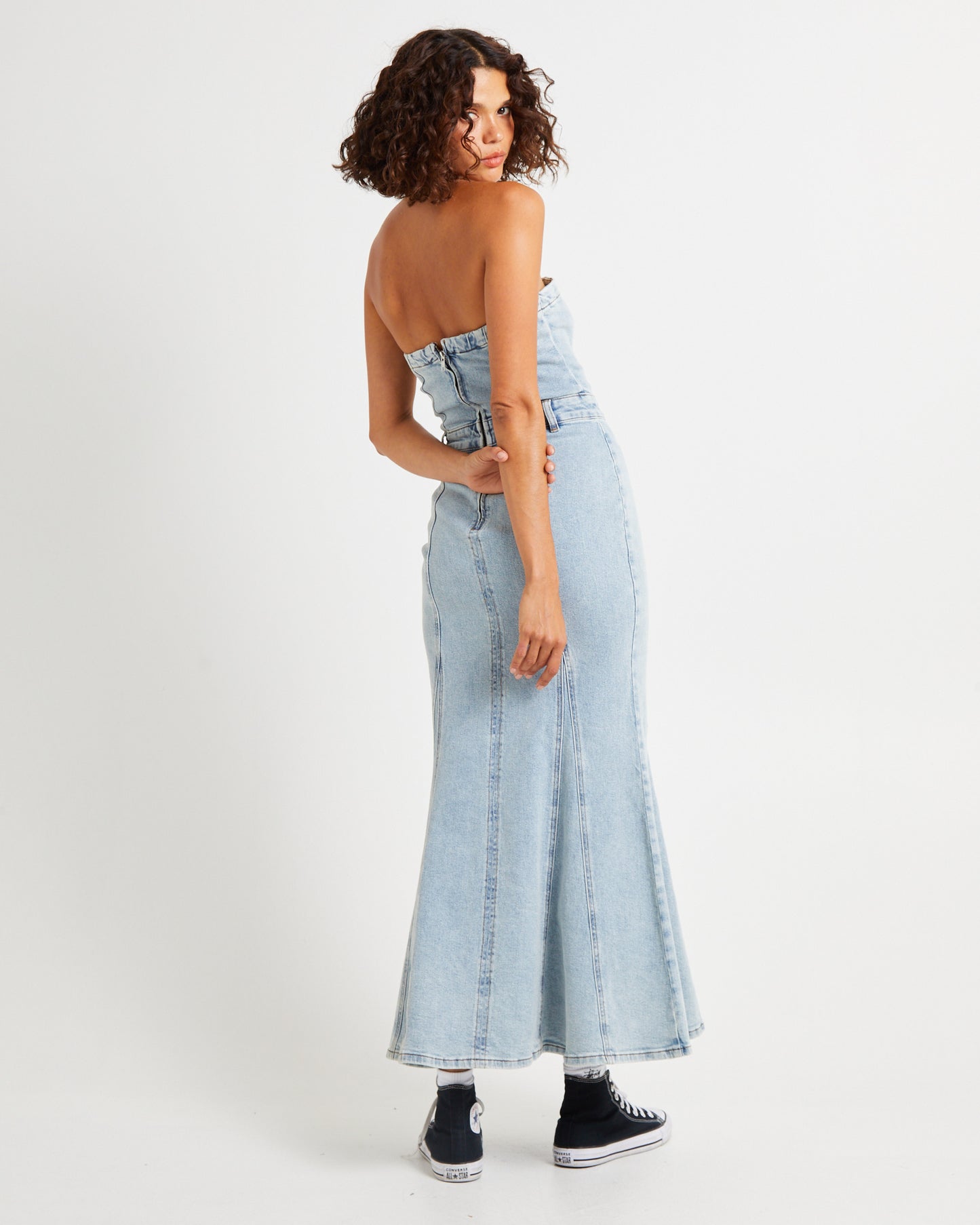 Rendezvous Fishtail Maxi Denim Dress