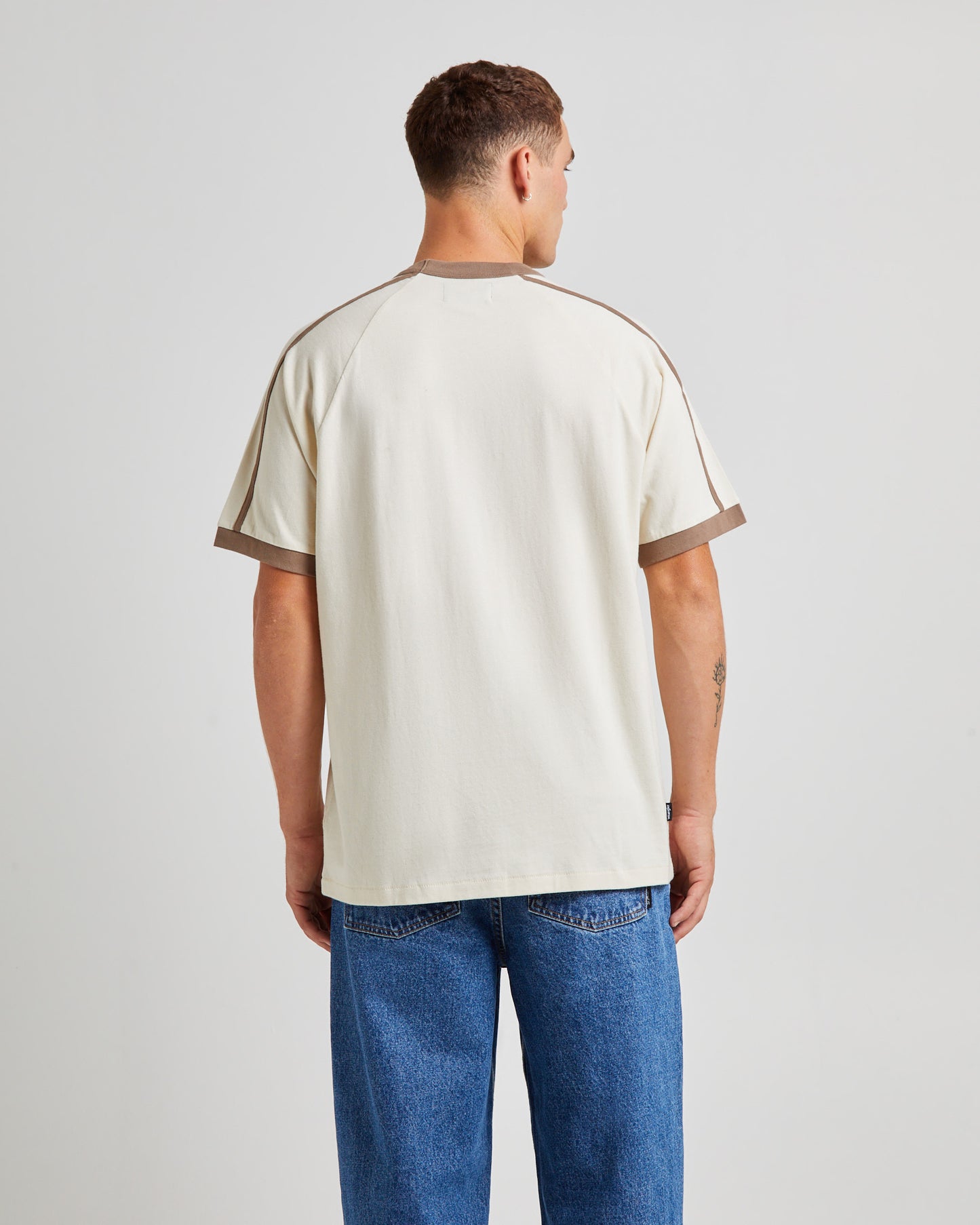 Ringer Short Sleeve T-Shirt Ecru