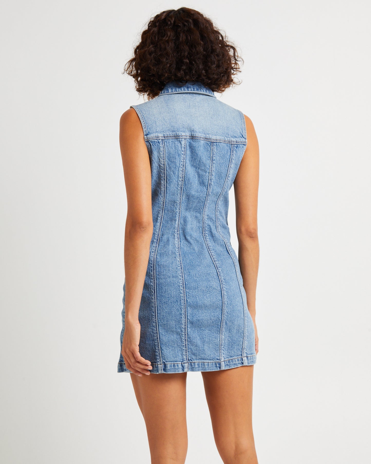 Button Up Denim Mini Dress Lula