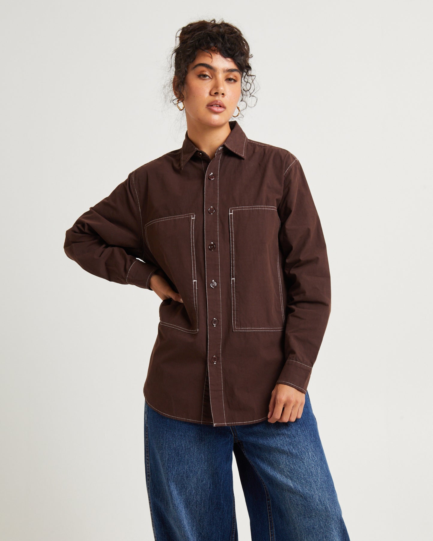 Cliff Long Sleeve Shirt Chocolate