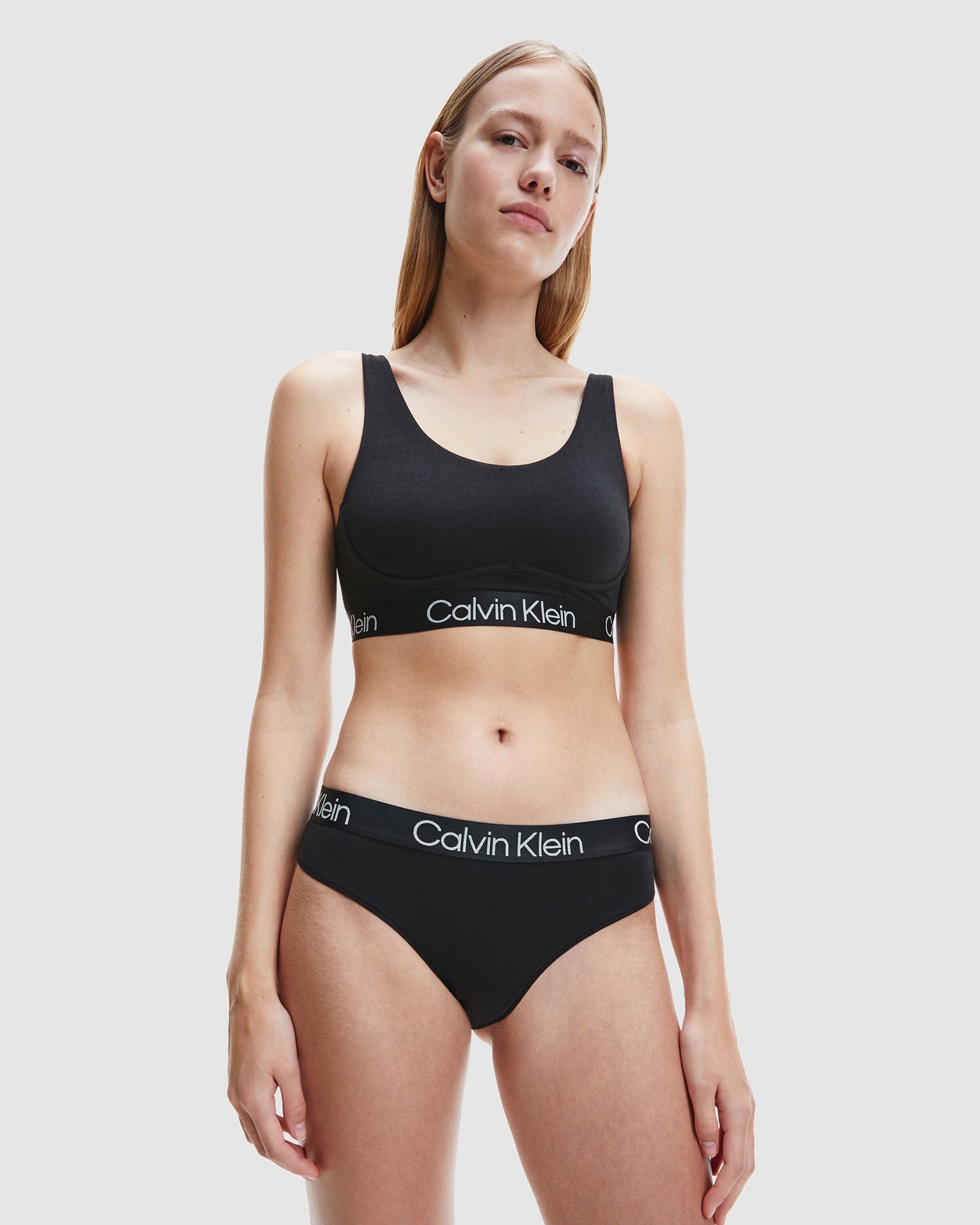 Structured Cotton High Leg Brazilian Briefs Black