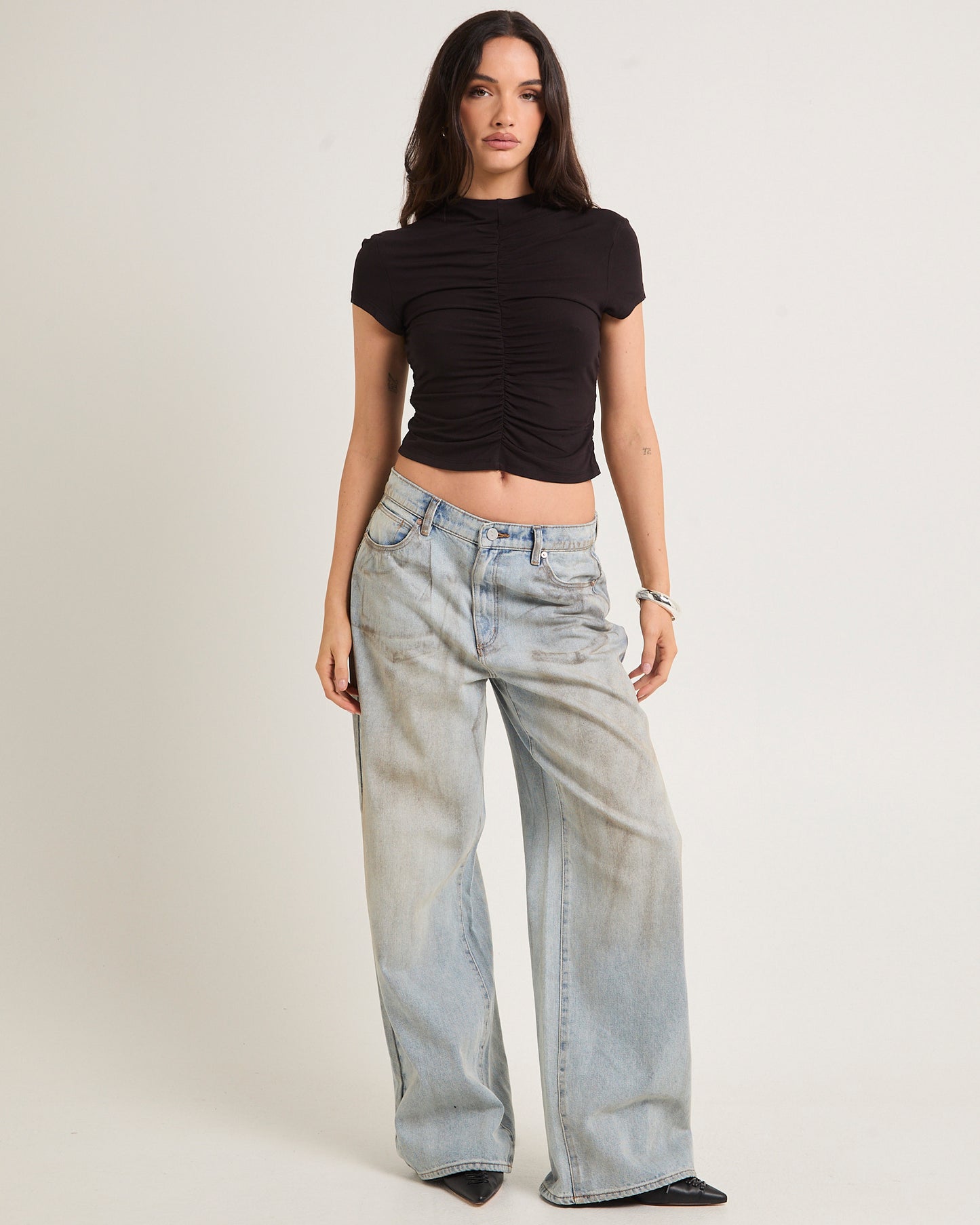 Ruched Mock Neck Top