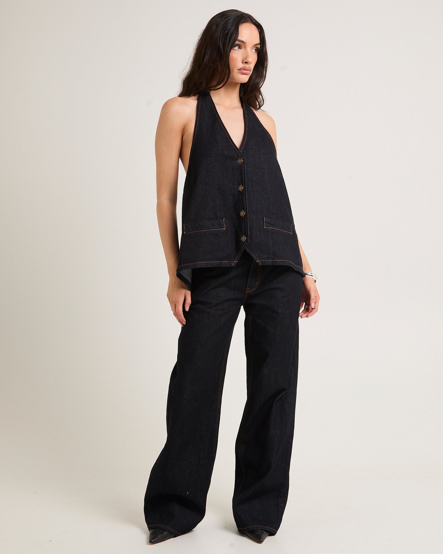 Hills Halter Denim Top