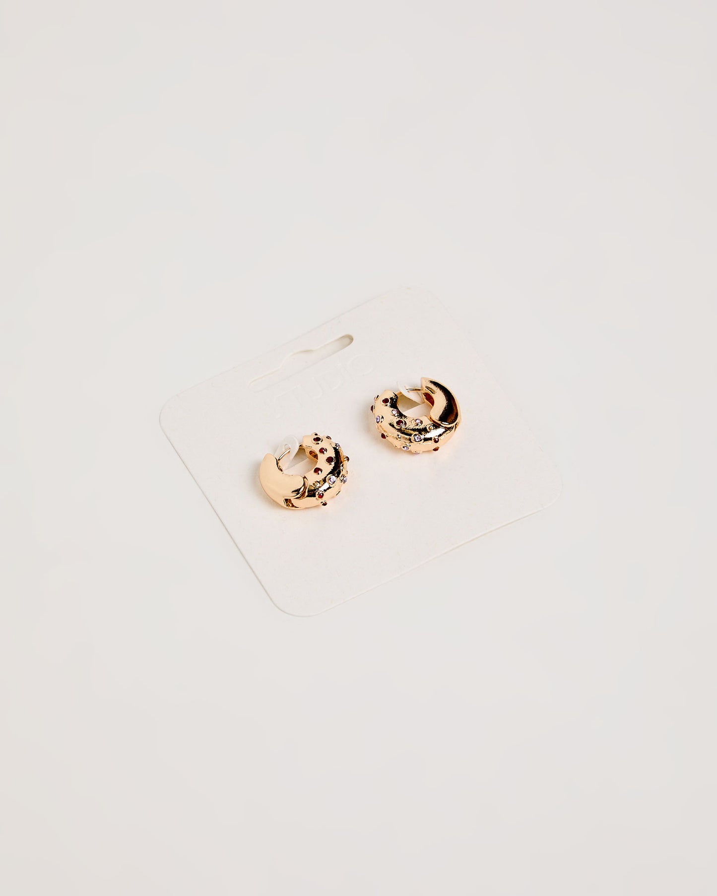 Metal And Stone Hoops Earrings