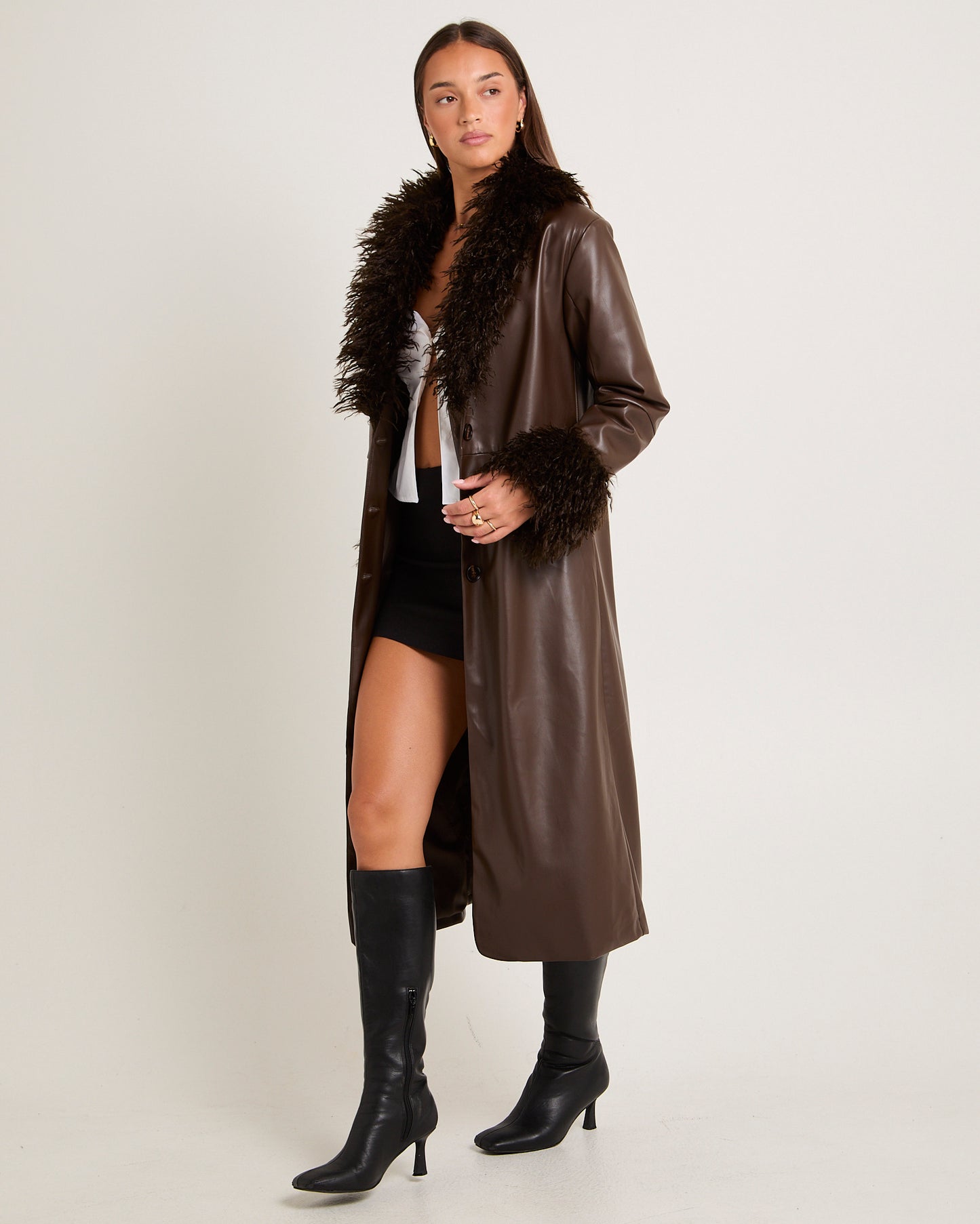 Kendall Contrast Fur Pu Coat