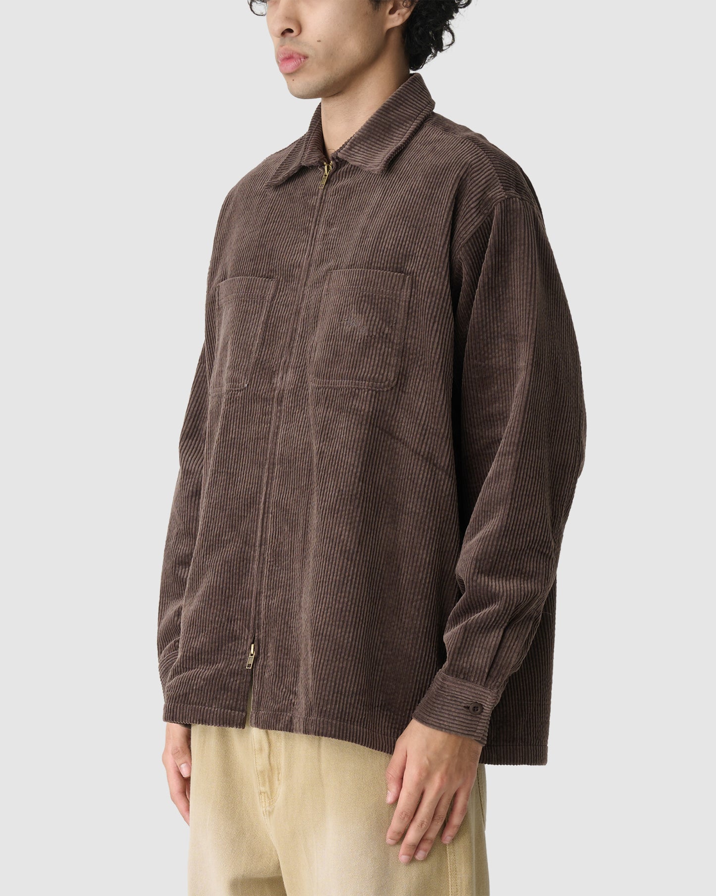 Zip Thru Long Sleeve Cord Shirt
