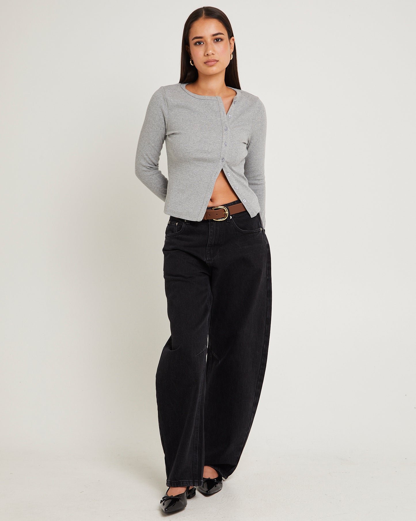 Maddy Button Asymmetric Top