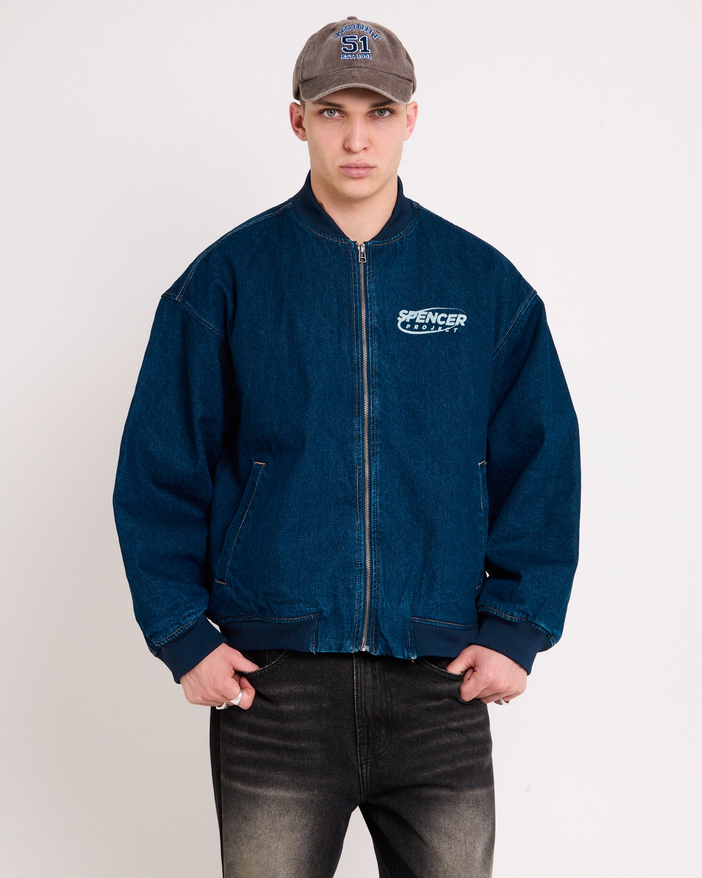 Raven Denim Bomber Jacket
