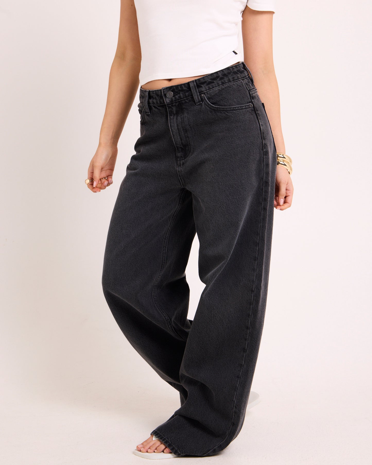 Mid Slouch Relaxed Denim Jeans Basalt