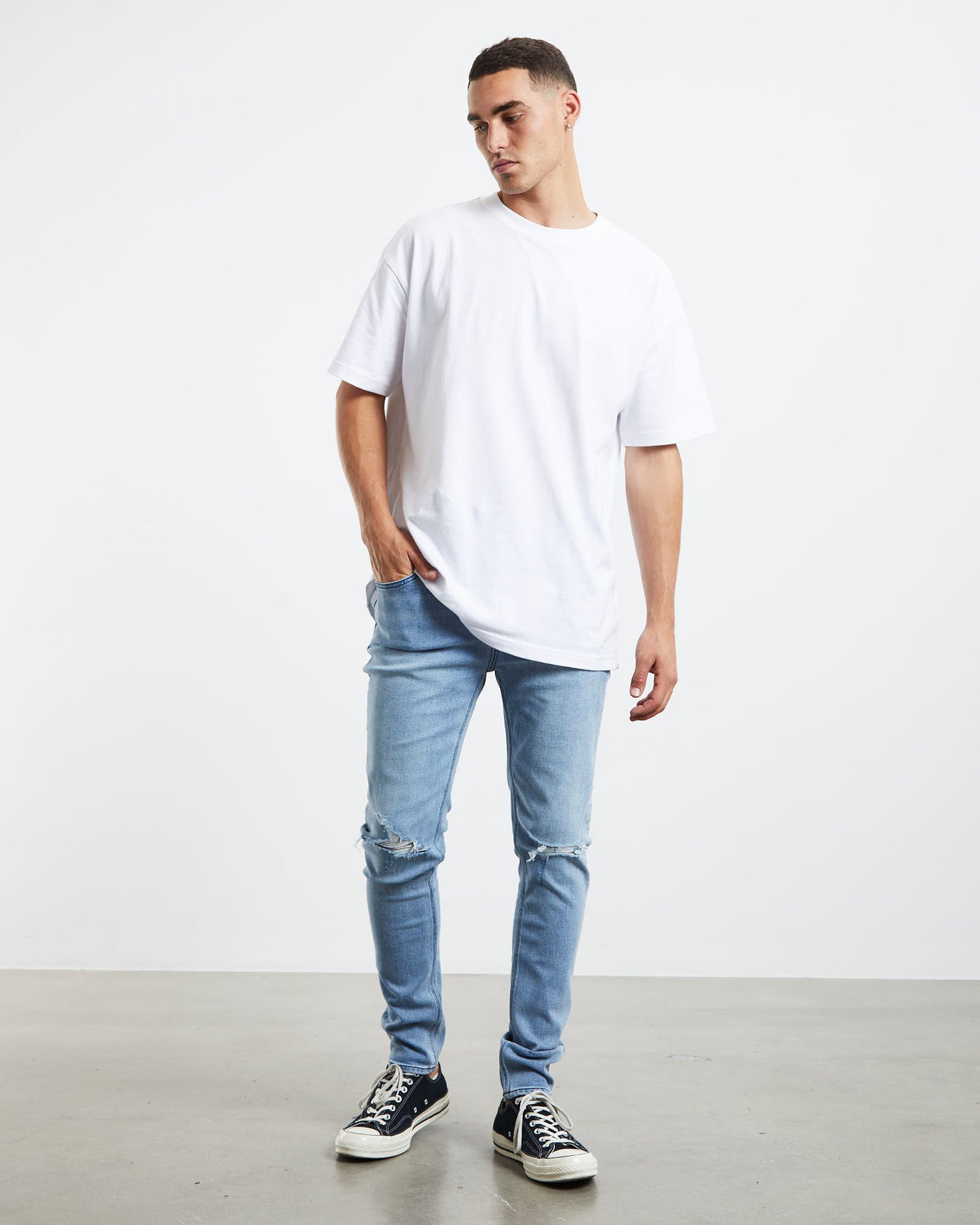Z-One Skinny Denim Jeans Smoke Break Rip