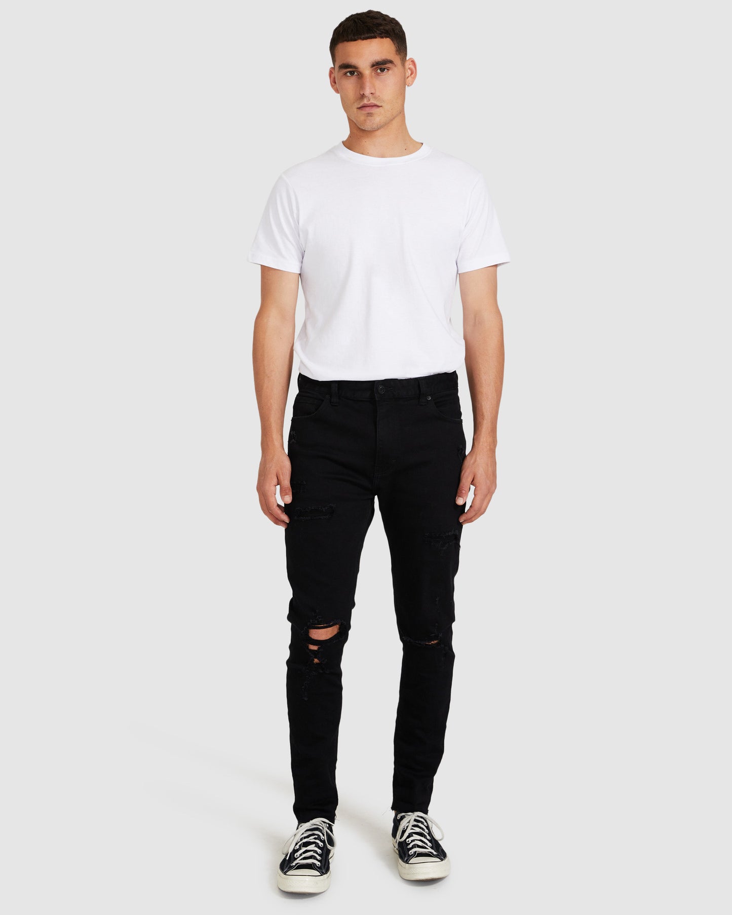 A Dropped Slim Turn Up Denim Jeans