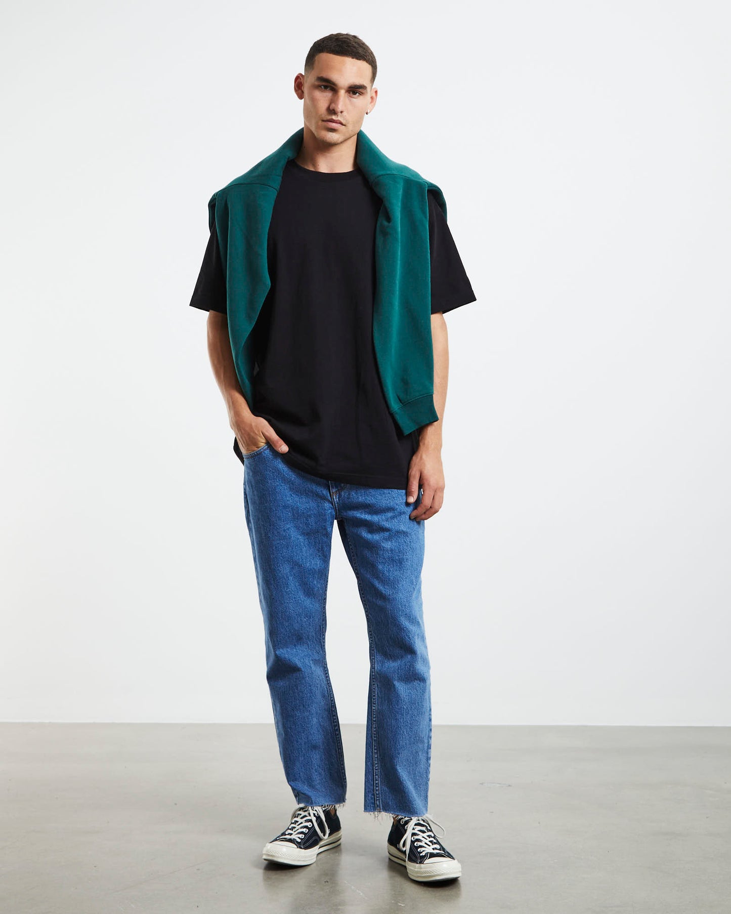 Relaxo Chop Straight Denim Jeans Mid Stone