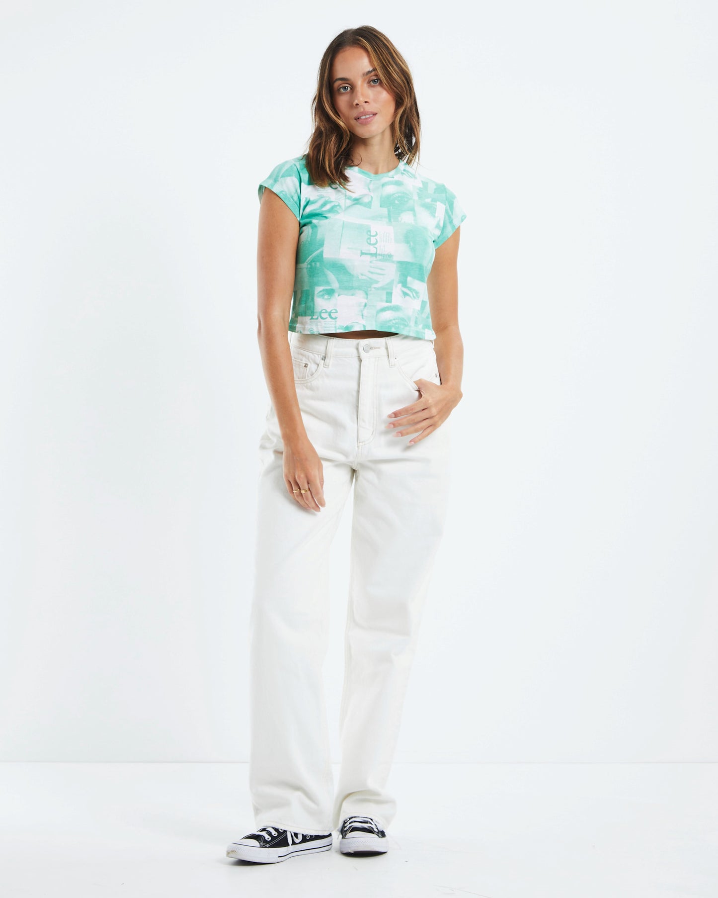 90s Baby Rib Tee Mixed Up Aqua