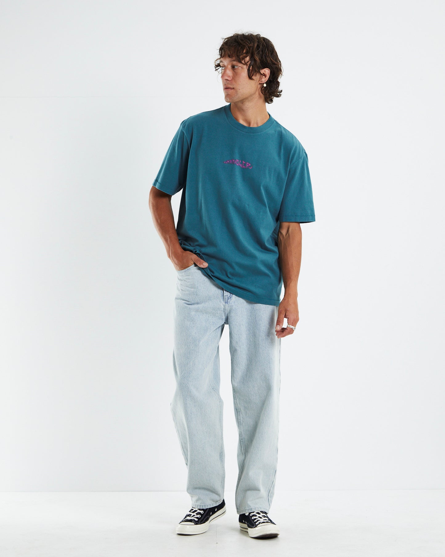 Teeth & Tongue Baggy T-Shirt Vintage Teal