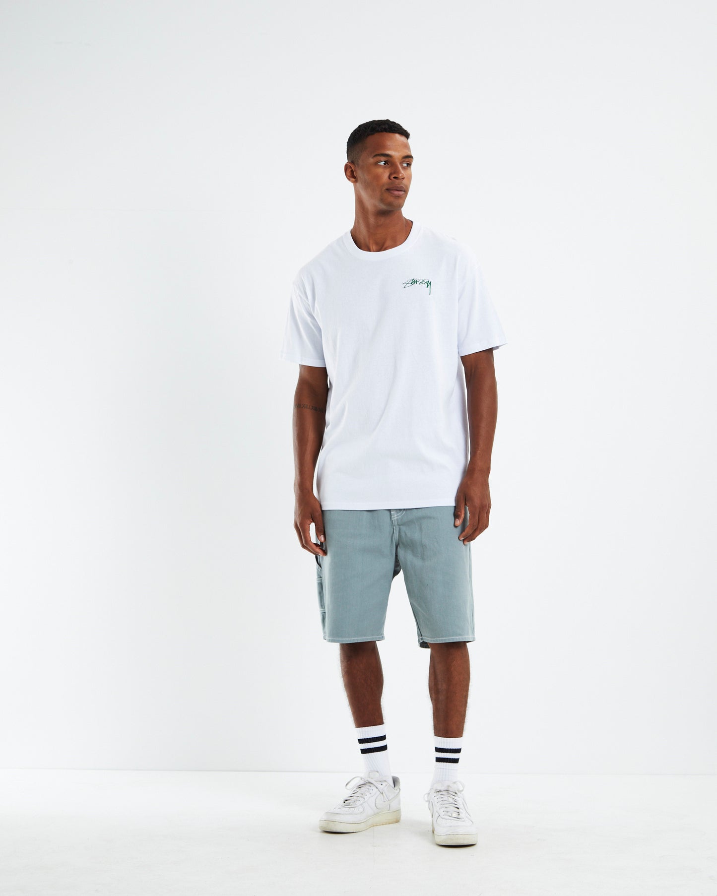 Shadow Script Short Sleeve T-Shirt White/Green