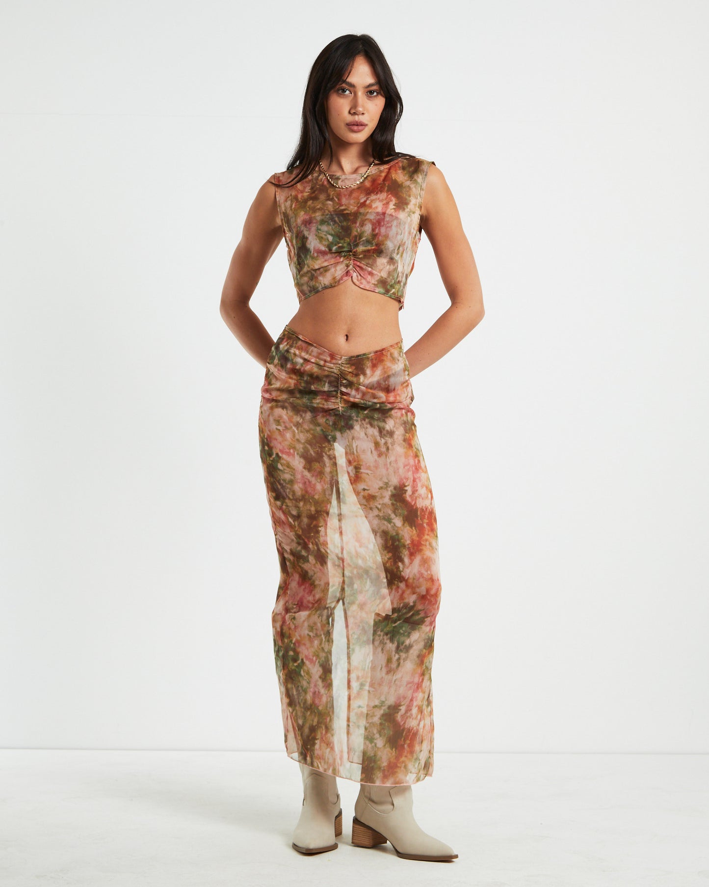 Tibby Tie Dye Midi Skirt in Assorted