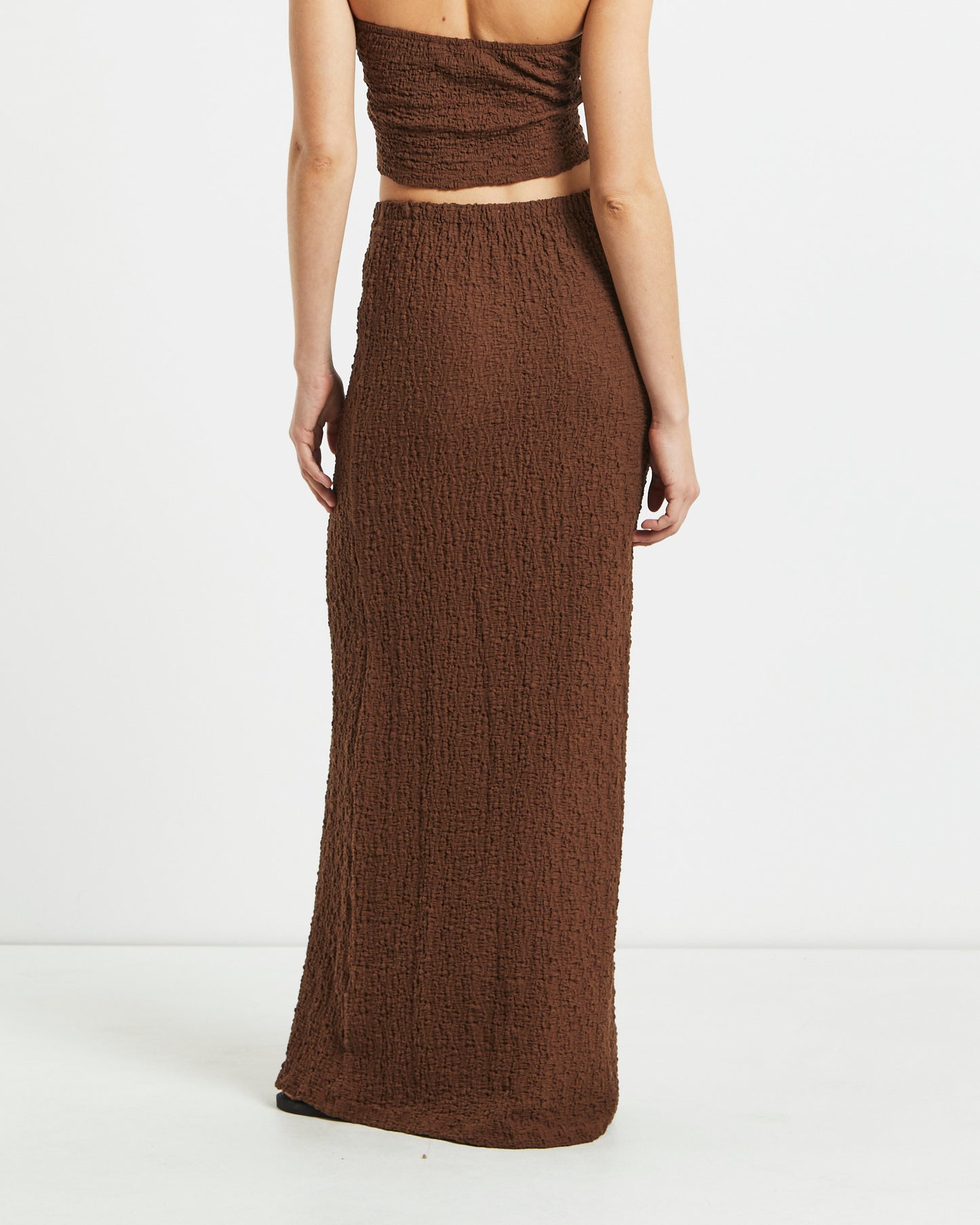 Skyla Textured Maxi Skirt in Hazelnut