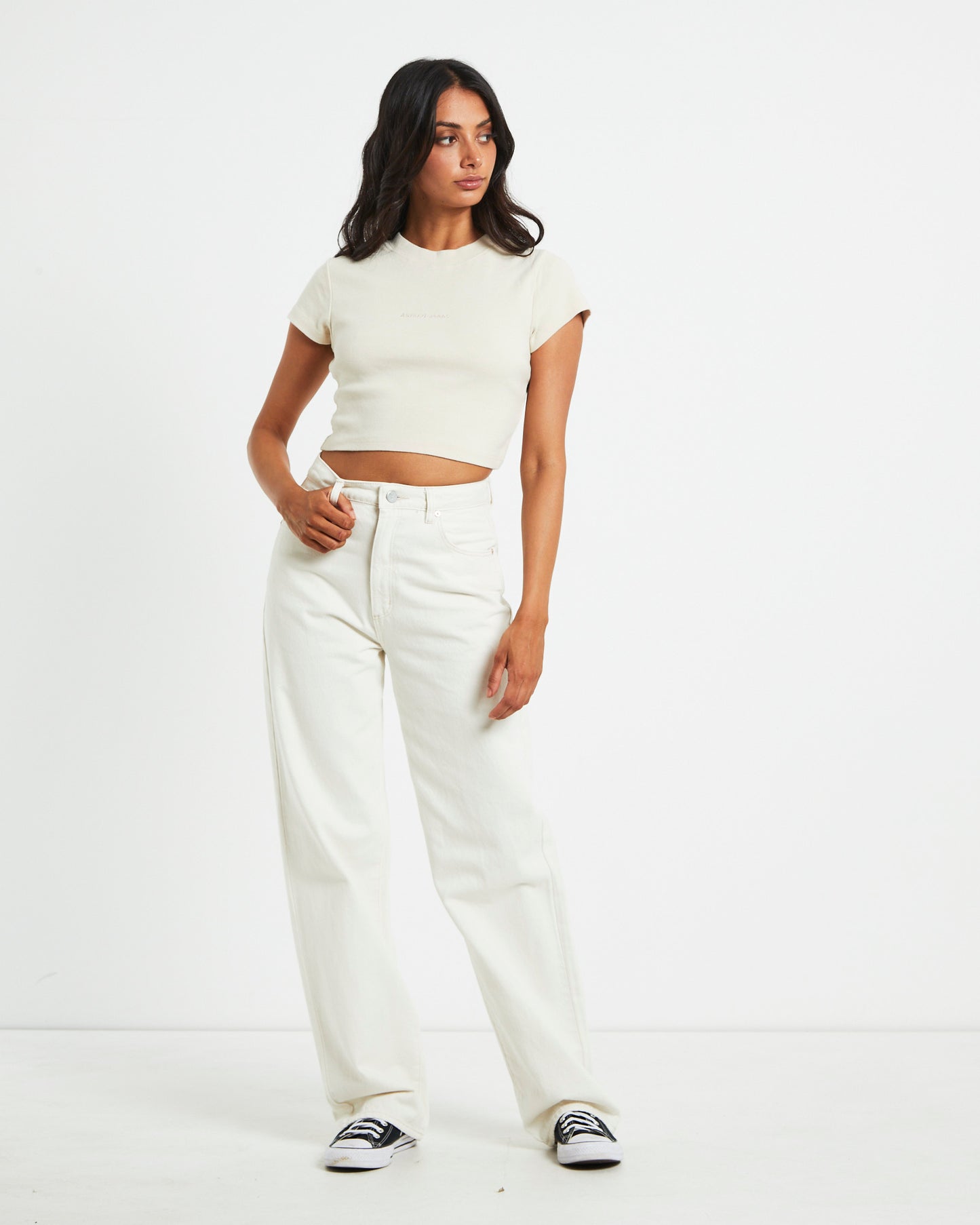 90s Cropped Tee in Shell White