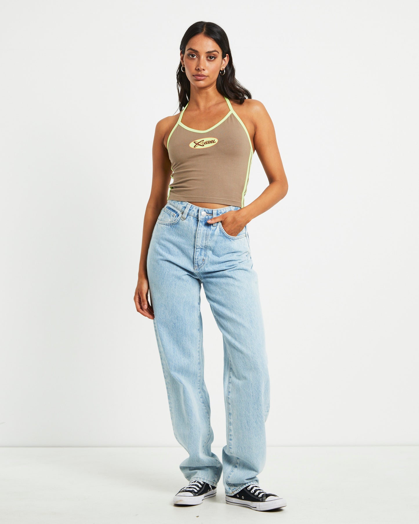 Infinity Halter Top in Taupe Brown