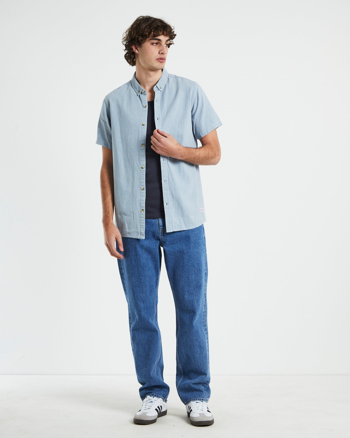 Men At Work Shor Sleeve Oxford Shirt in Sky Blue