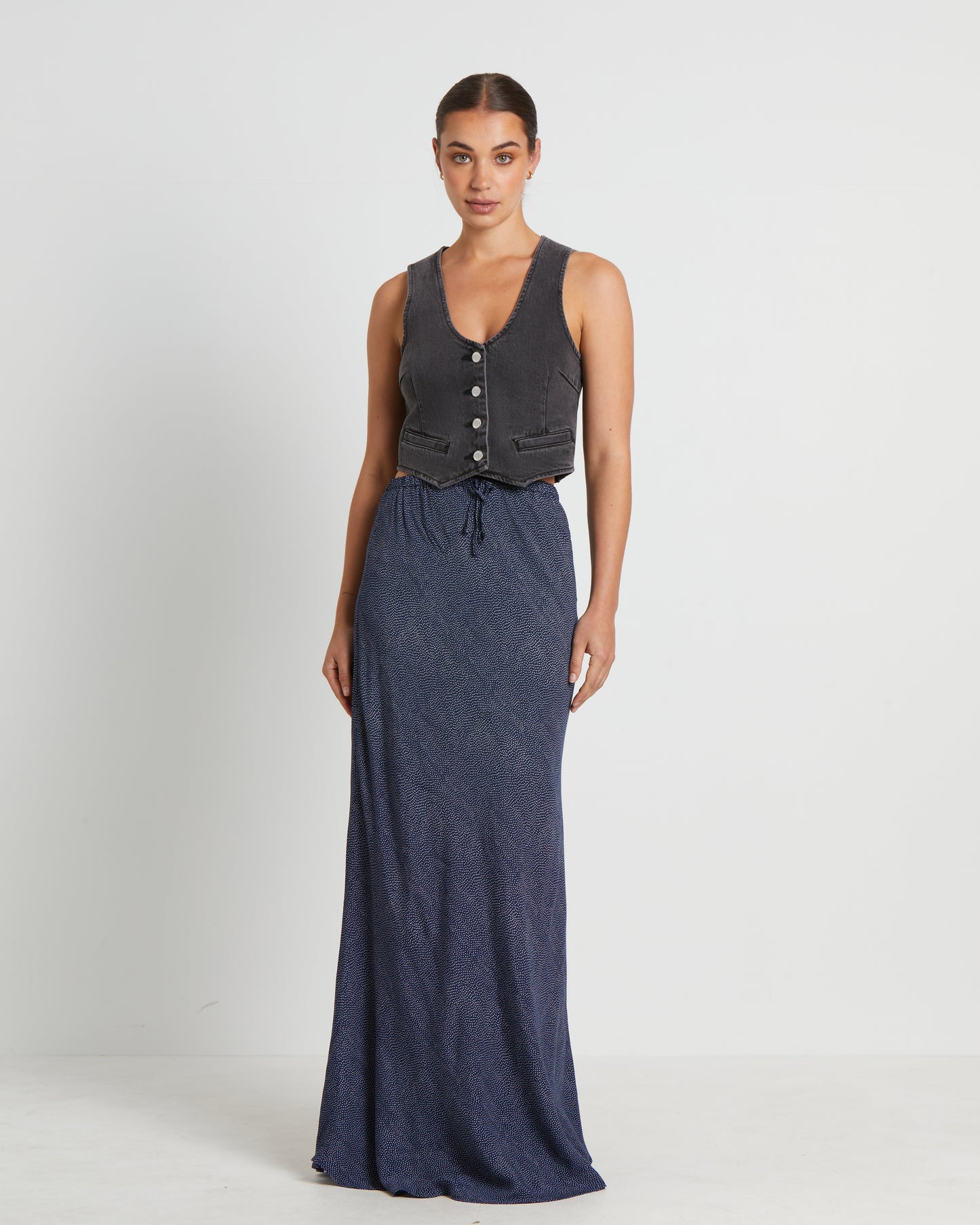 Dallas Denim Vest in Brad Black