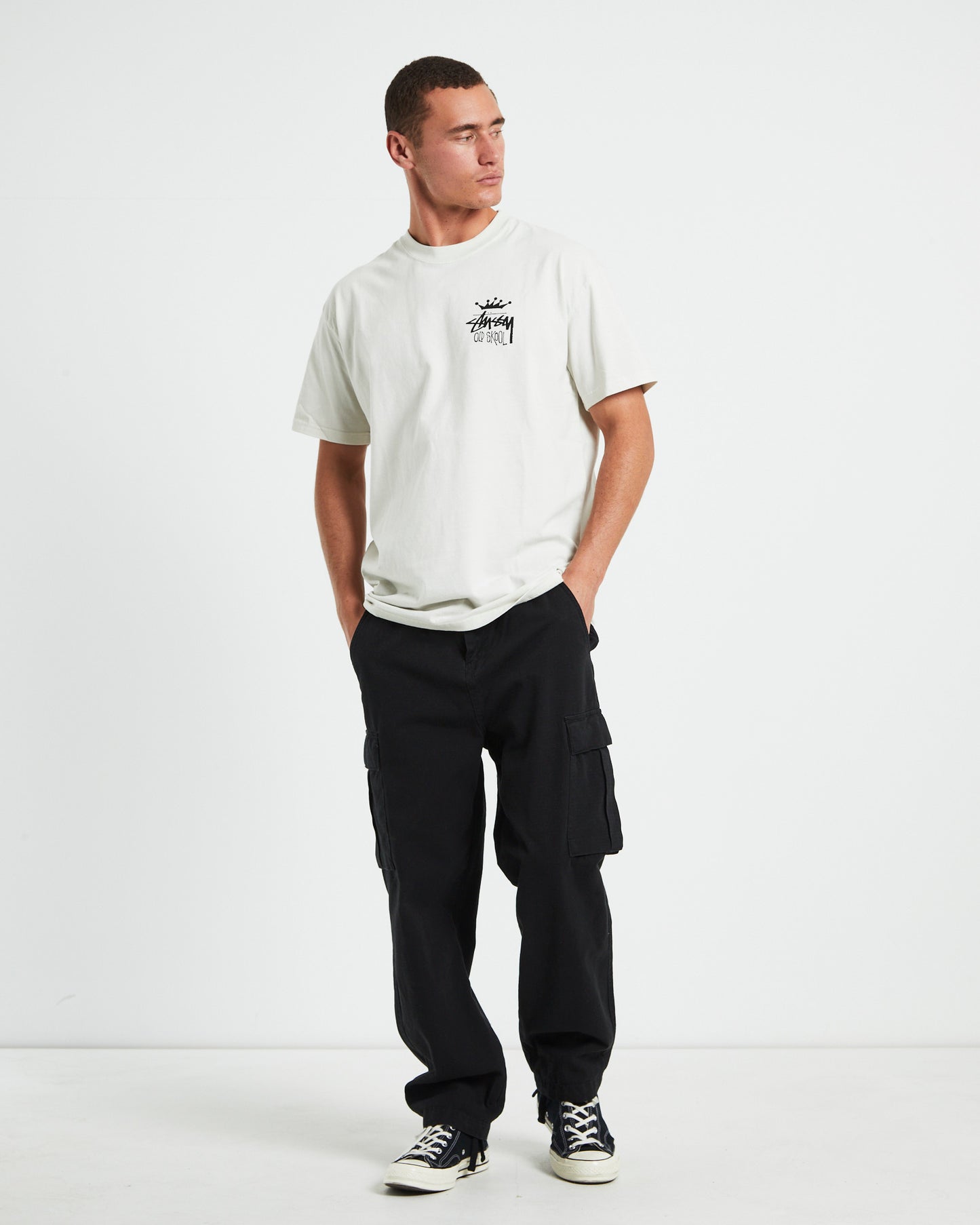 Old Skool Heavyweight Short Sleeve T-Shirt in Washed White