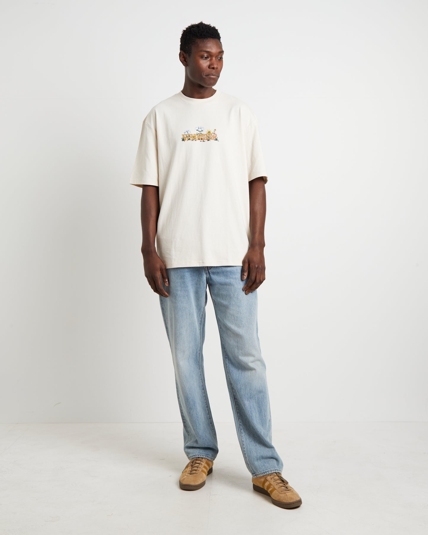 Flowers Slacker Short Sleeve T-Shirt in Ecru