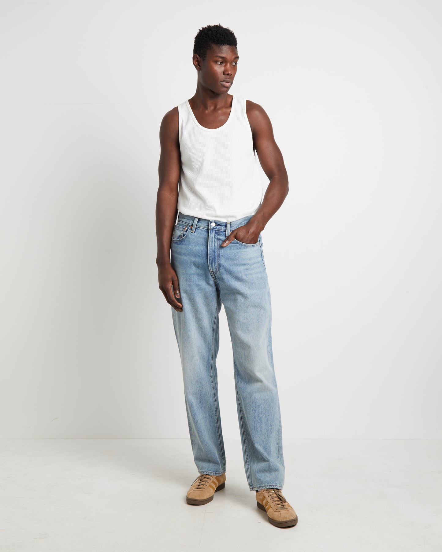 Trade Waffle Tank in Vintage White