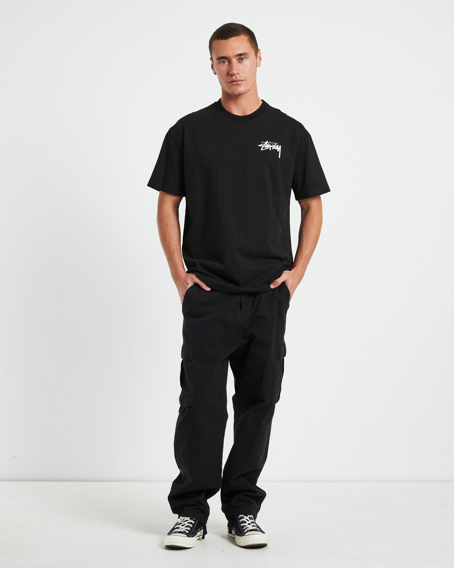 8 Ball Faded Heavyweight Short Sleeve T-Shirt in Black
