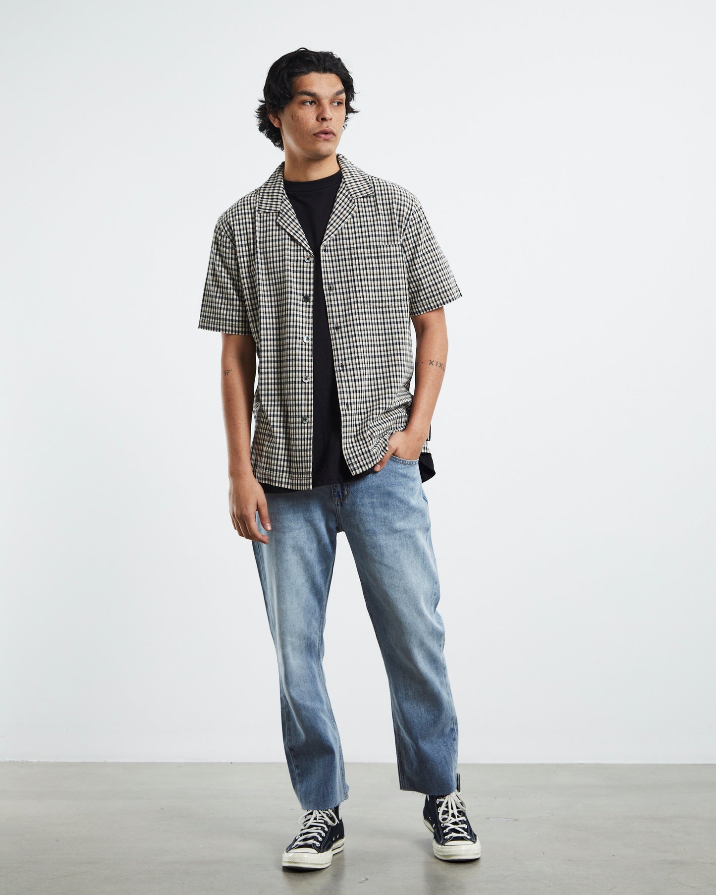 Relaxo Chop Straight Denim Jeans Hemp Bleach