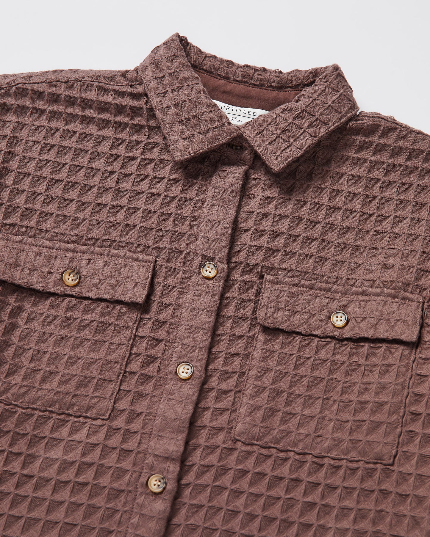 Teen Girls Waffle Long Sleeve Shirt in Mocha