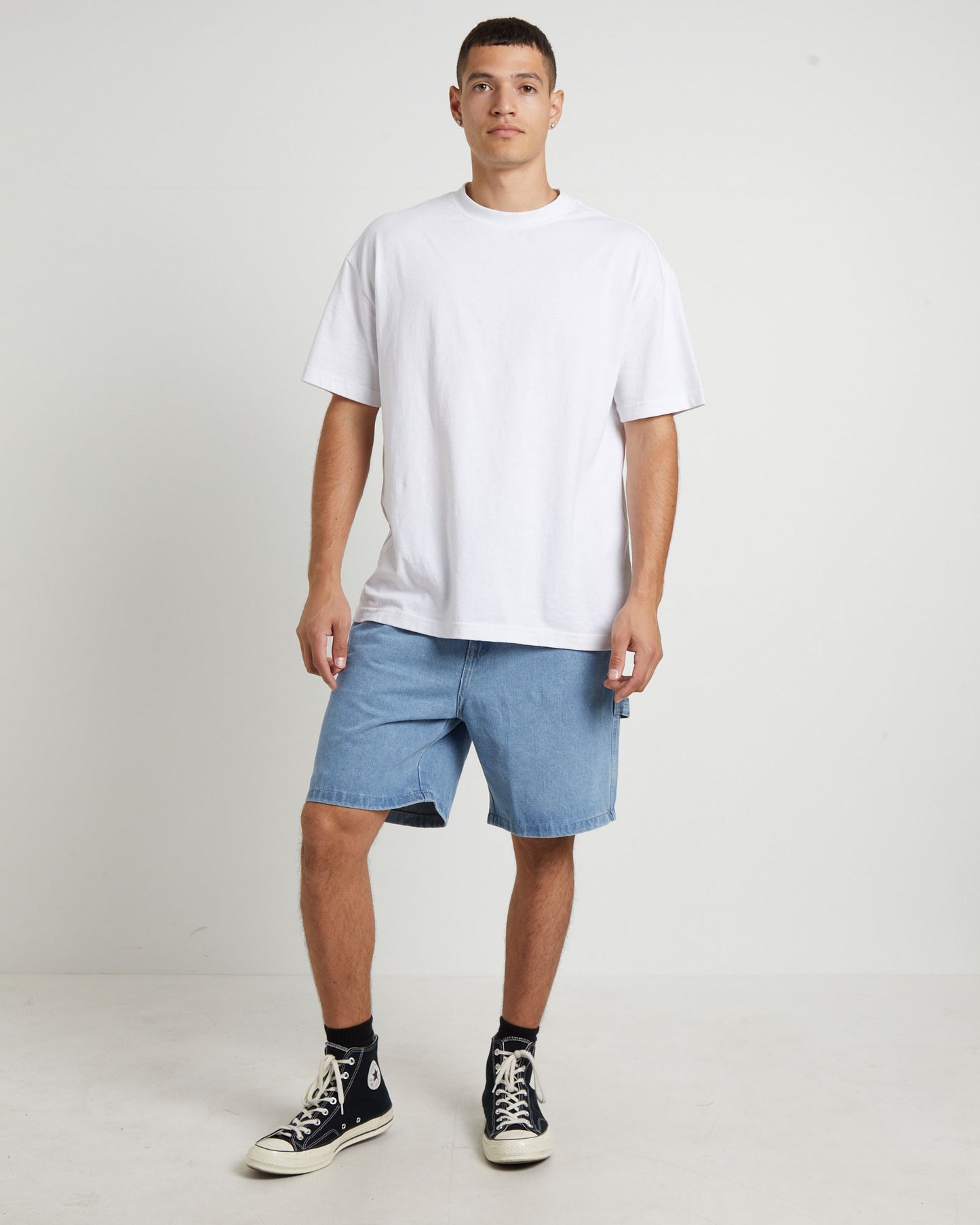 Big Ol Carpenter Denim Shorts in Mid Blue