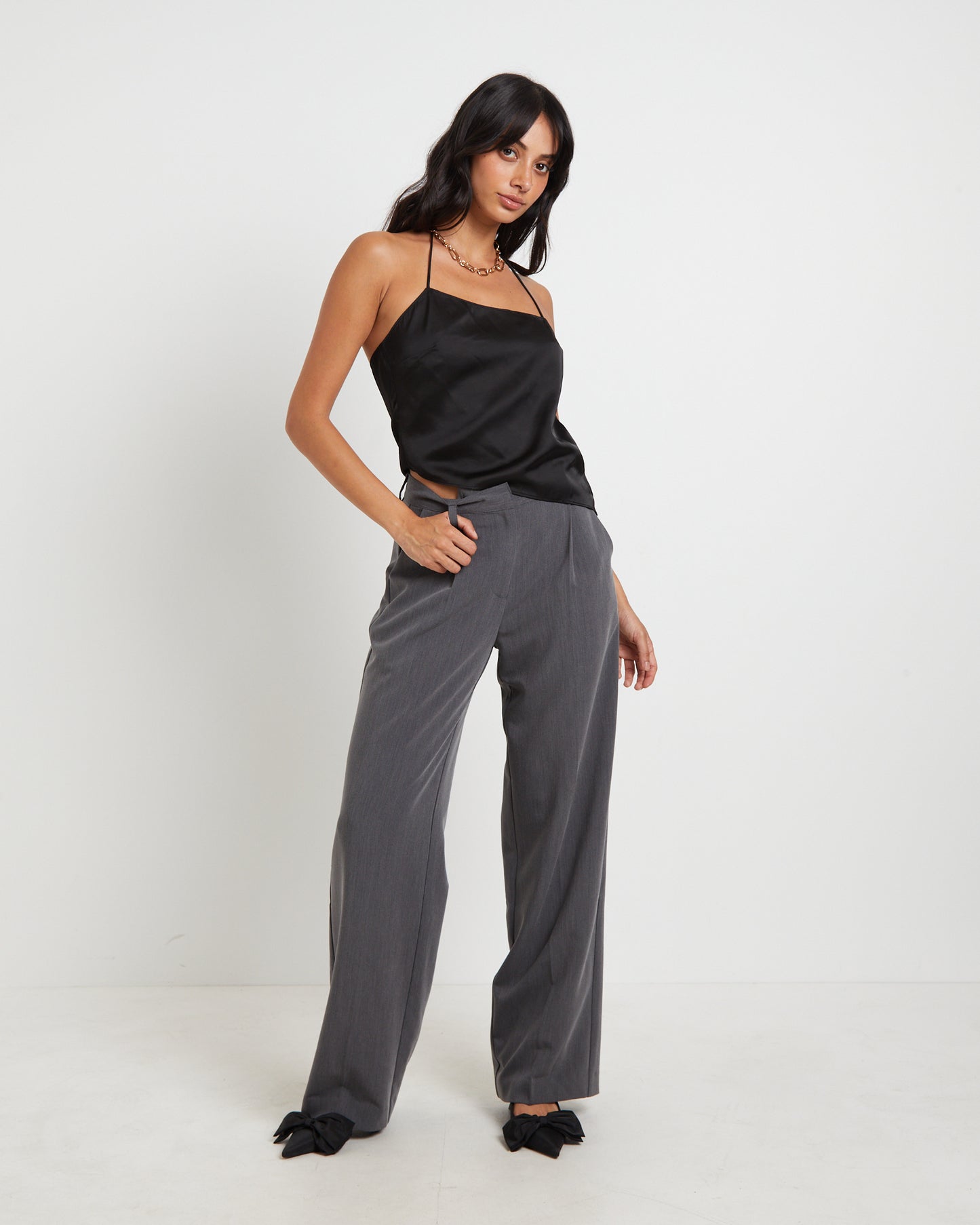 Suki Silky Asymmetric Top in Black