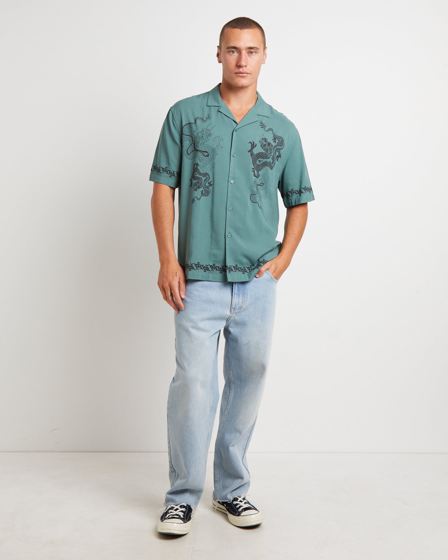 Draco Short Sleeve Resort Shirt in Teal