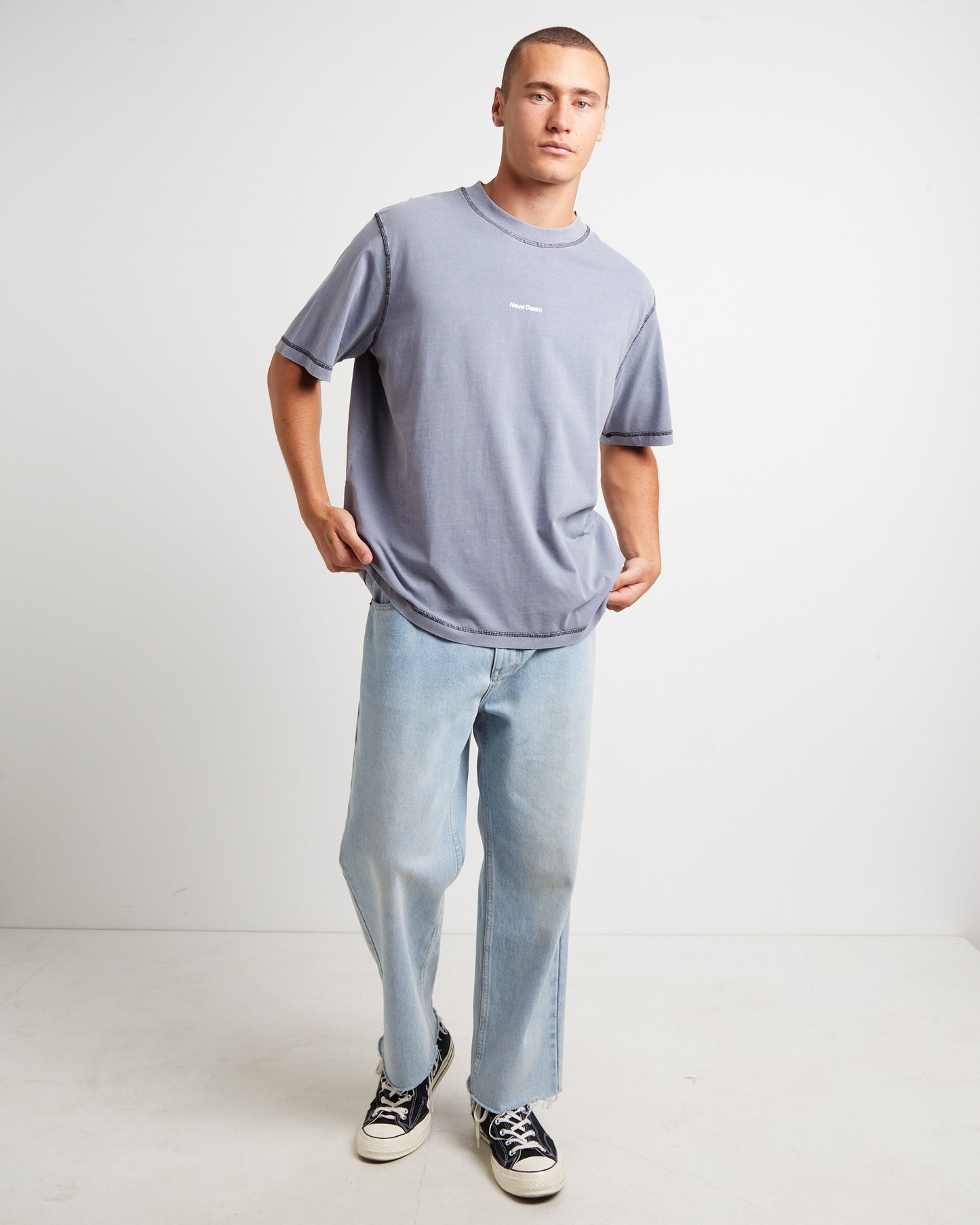 Samo Neuw Short Sleeve T-Shirt in Steel Blue